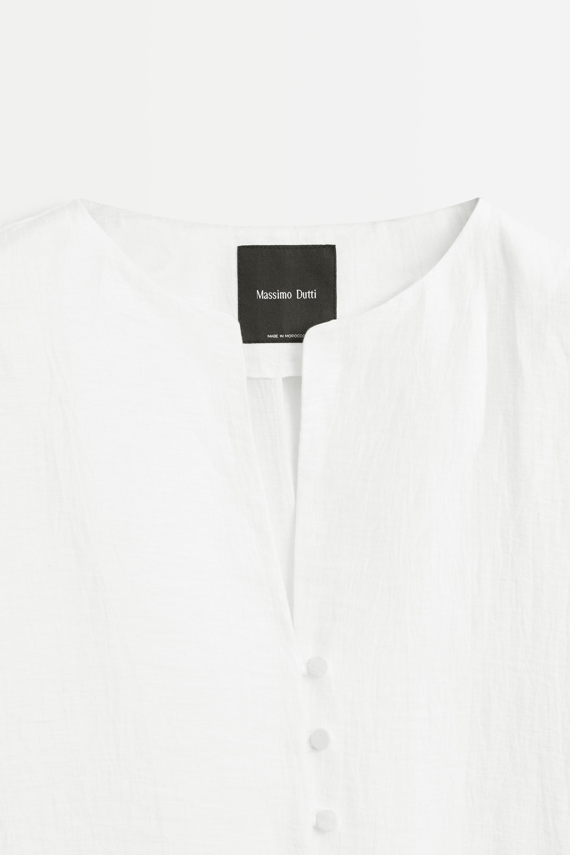 Linen blend overshirt with buttons — WHITE