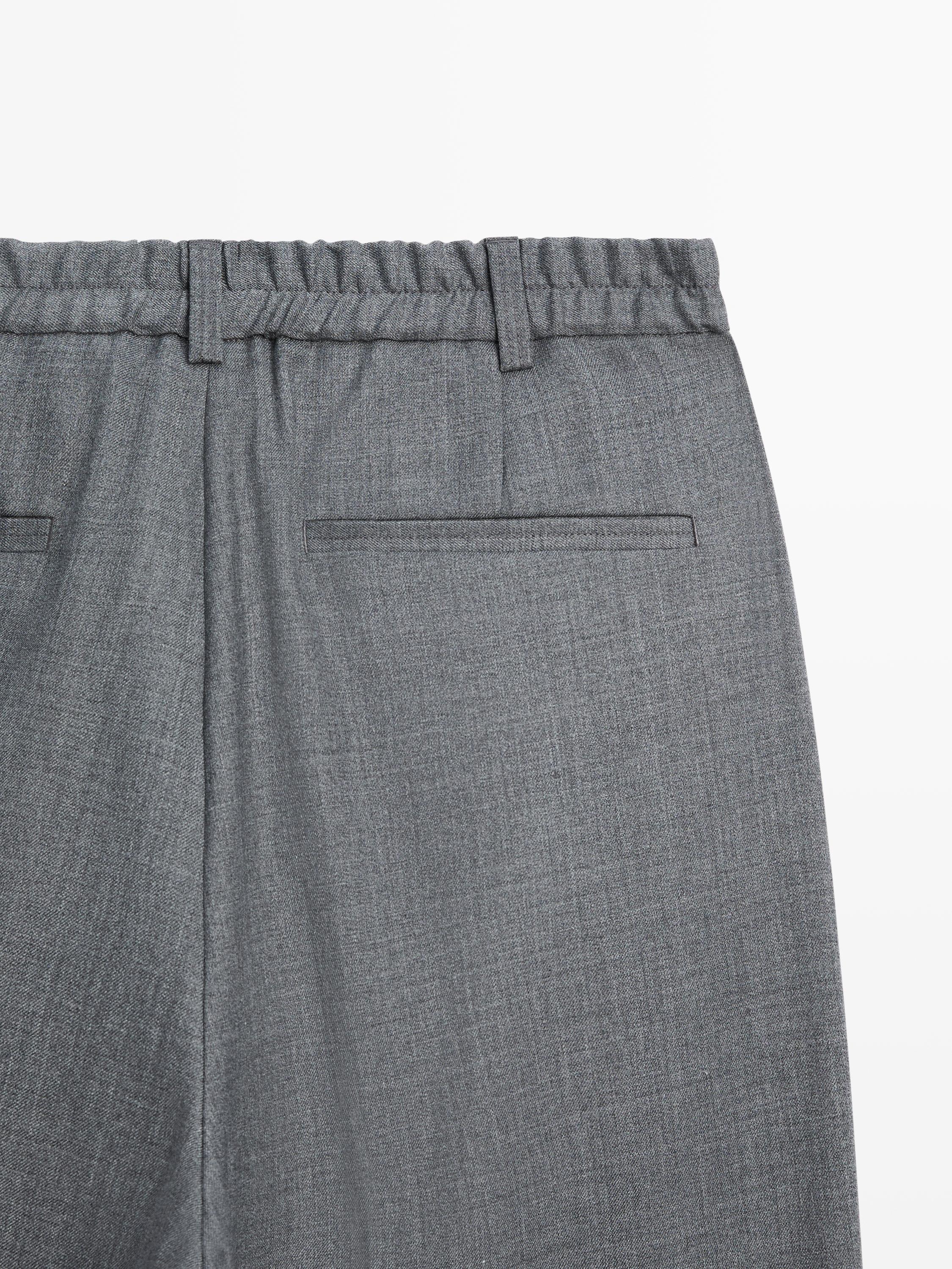 Relaxed fit darted cool wool blend trousers — GREY