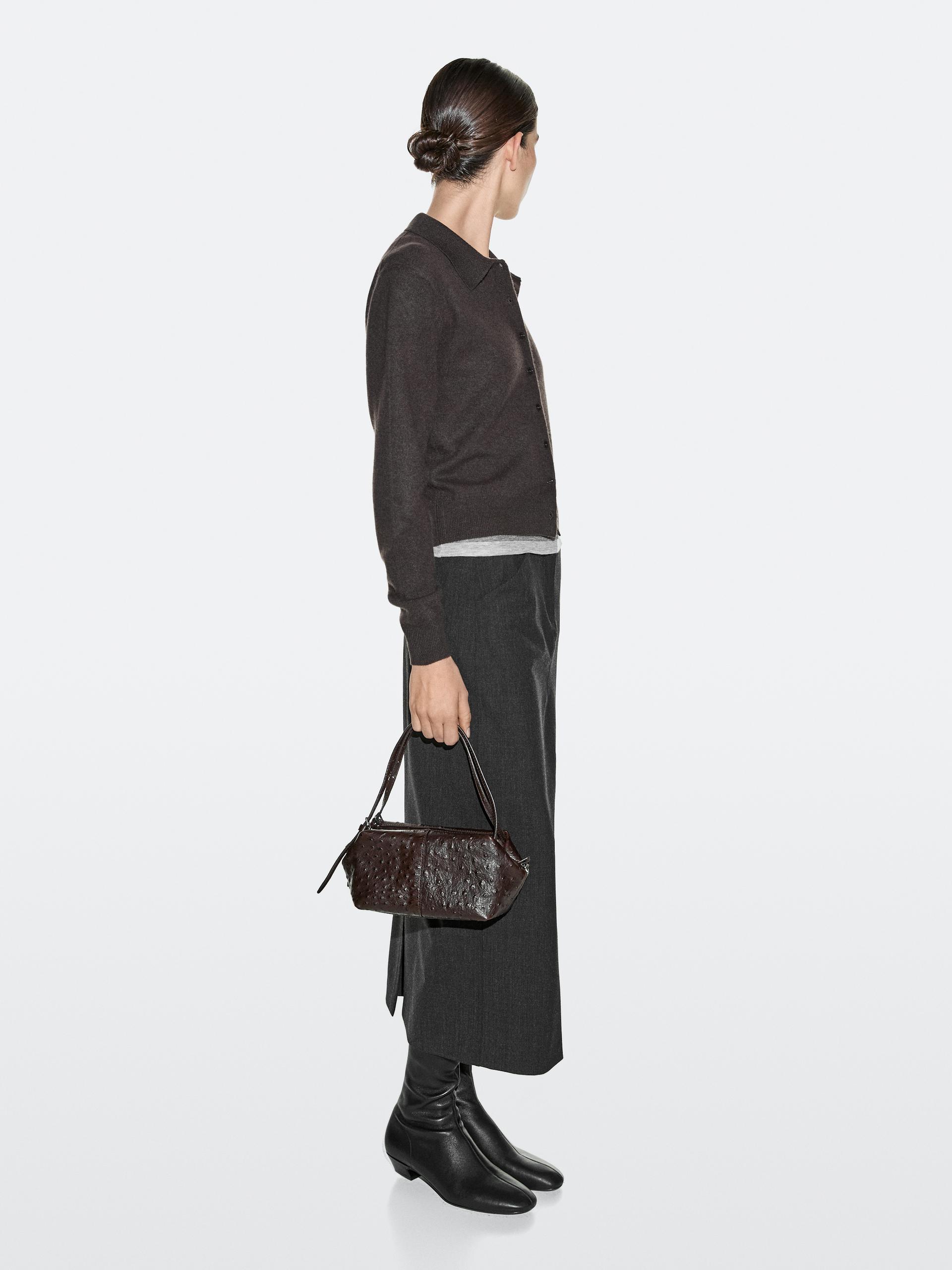 Mini Borsa Satchel In Pelle Con Texture - Marrone - 01 - Massimo Dutti - Femminile