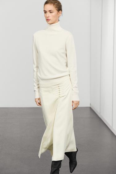 Straight midi skirt with button detail — CREAM 5