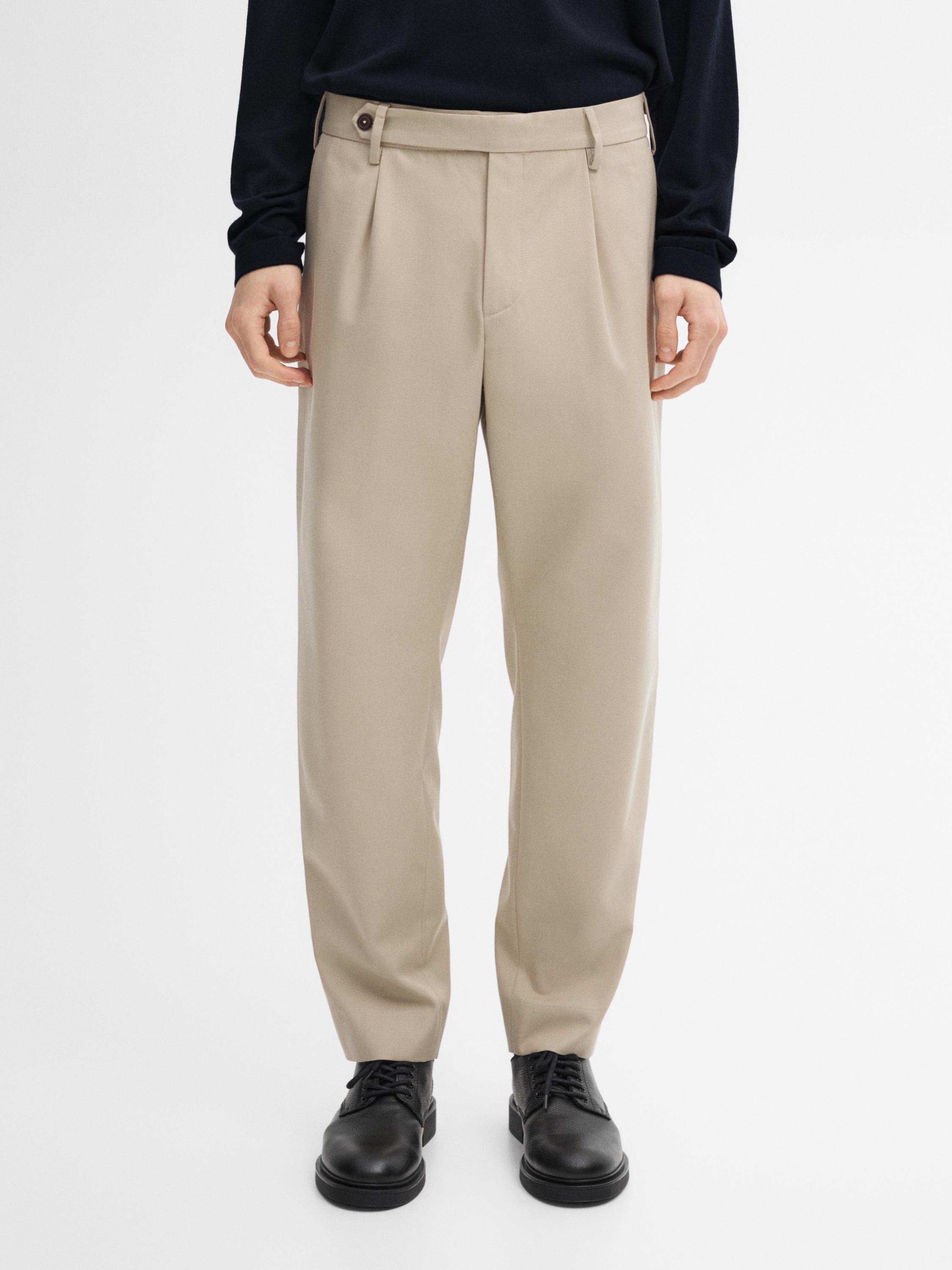 Pantalon à pinces en coton mélangé