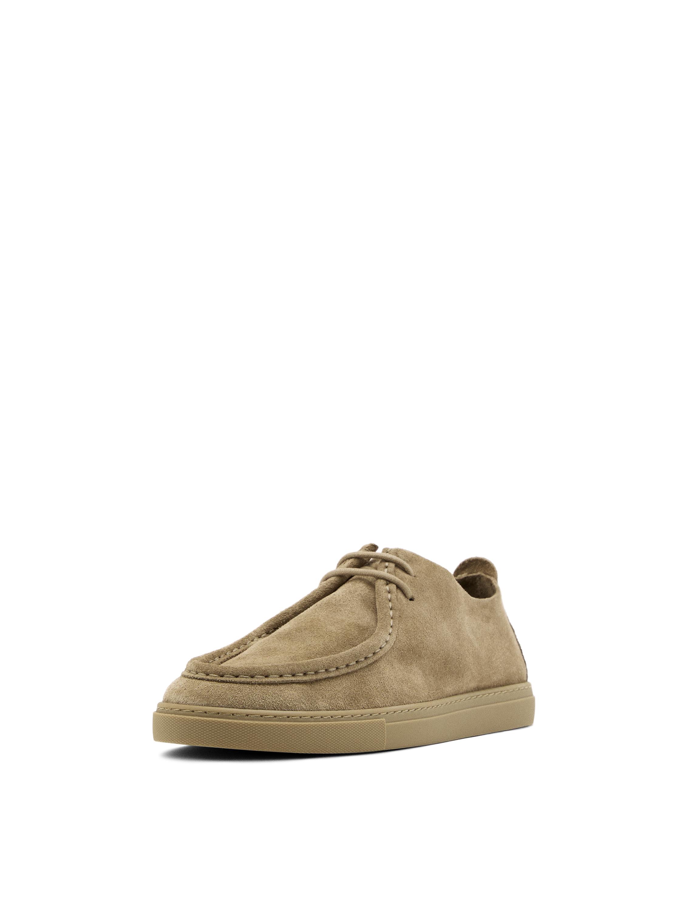 Soft leather moc toe shoes — SAND