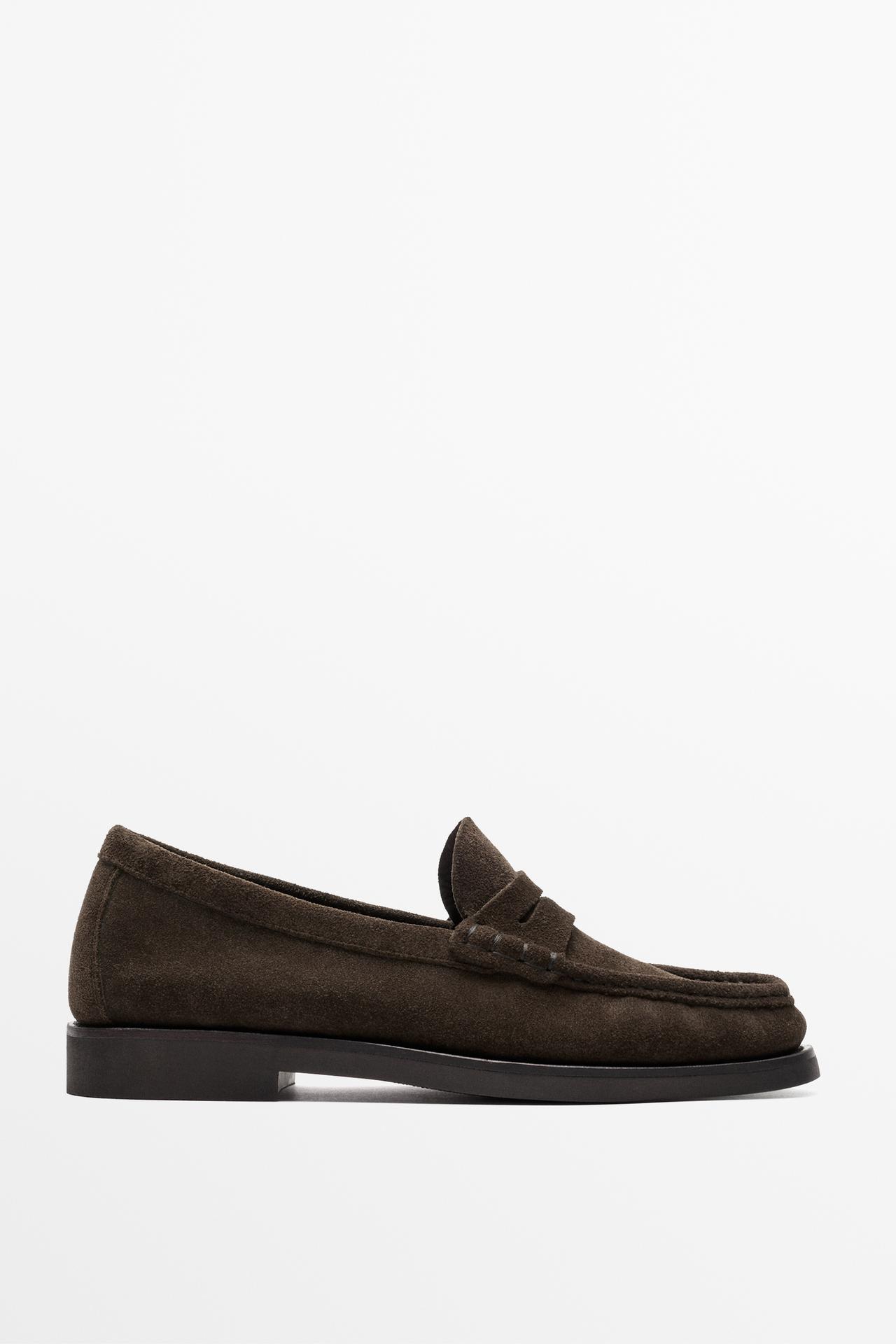 Leather penny loafer — BROWN
