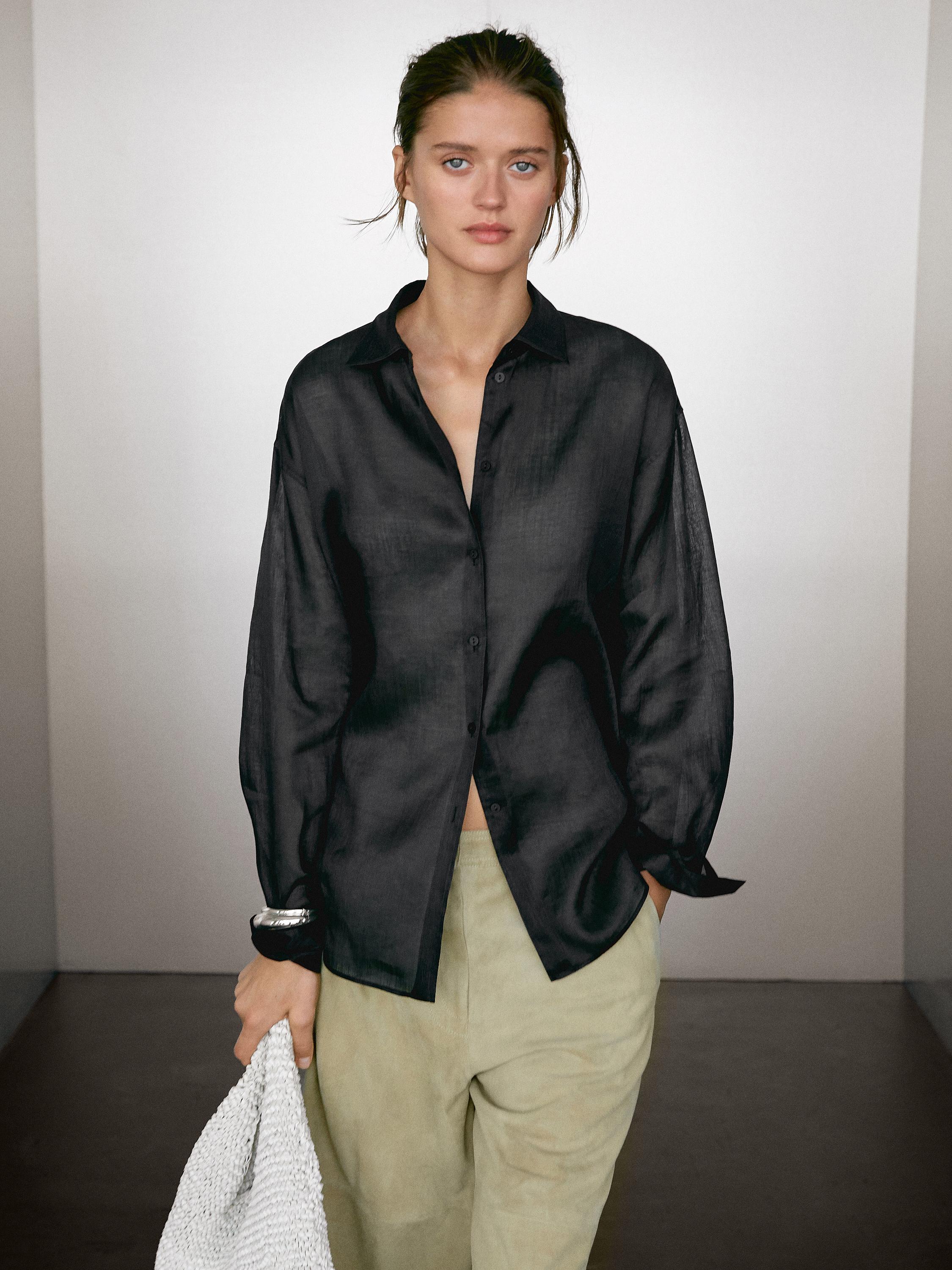 Lightweight semi-sheer 100% ramie shirt