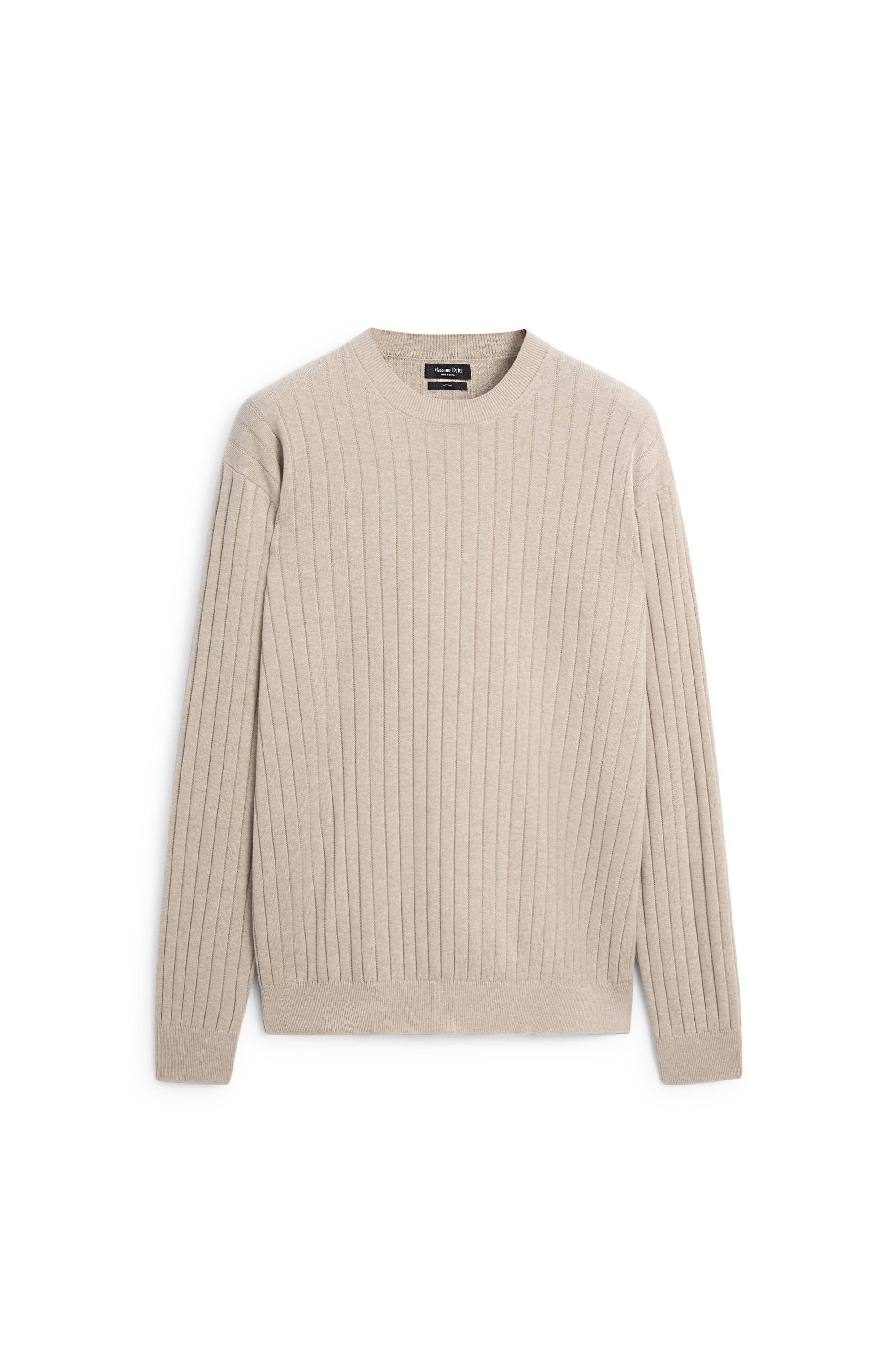 100% cotton ribbed knit sweater — GREENISH