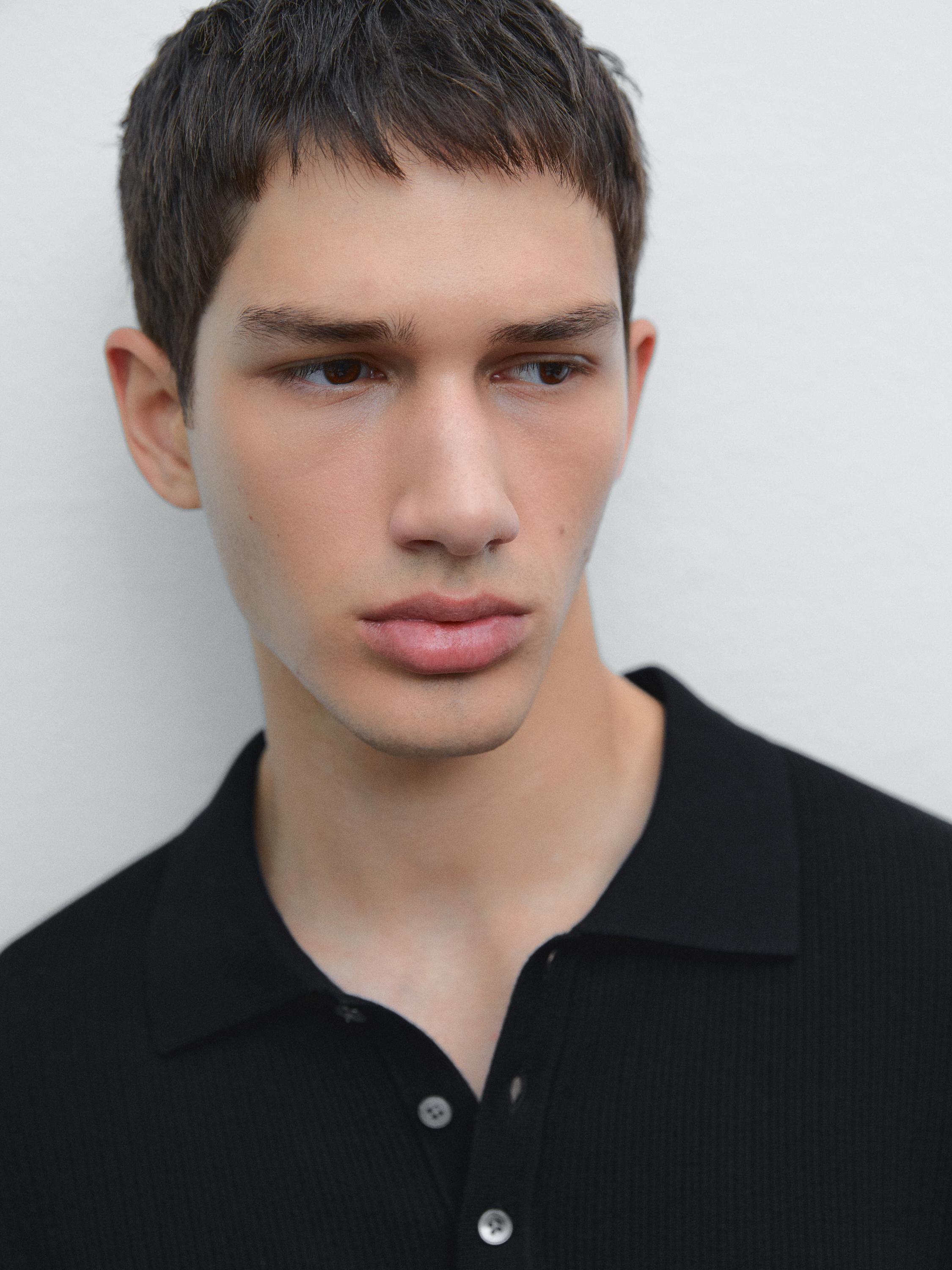 100% cotton ribbed knit polo shirt