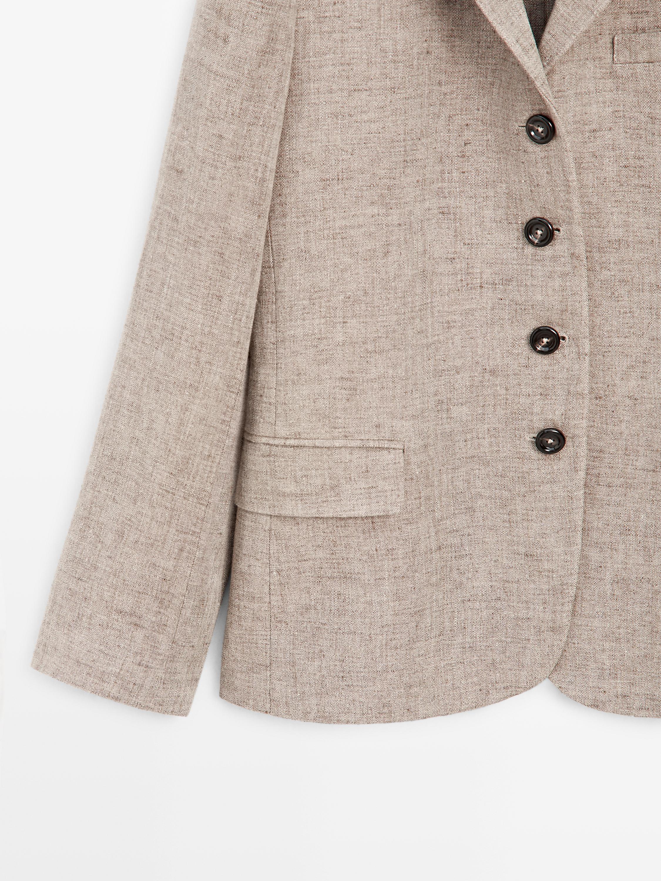 100% linen melange blazer — BEIGE