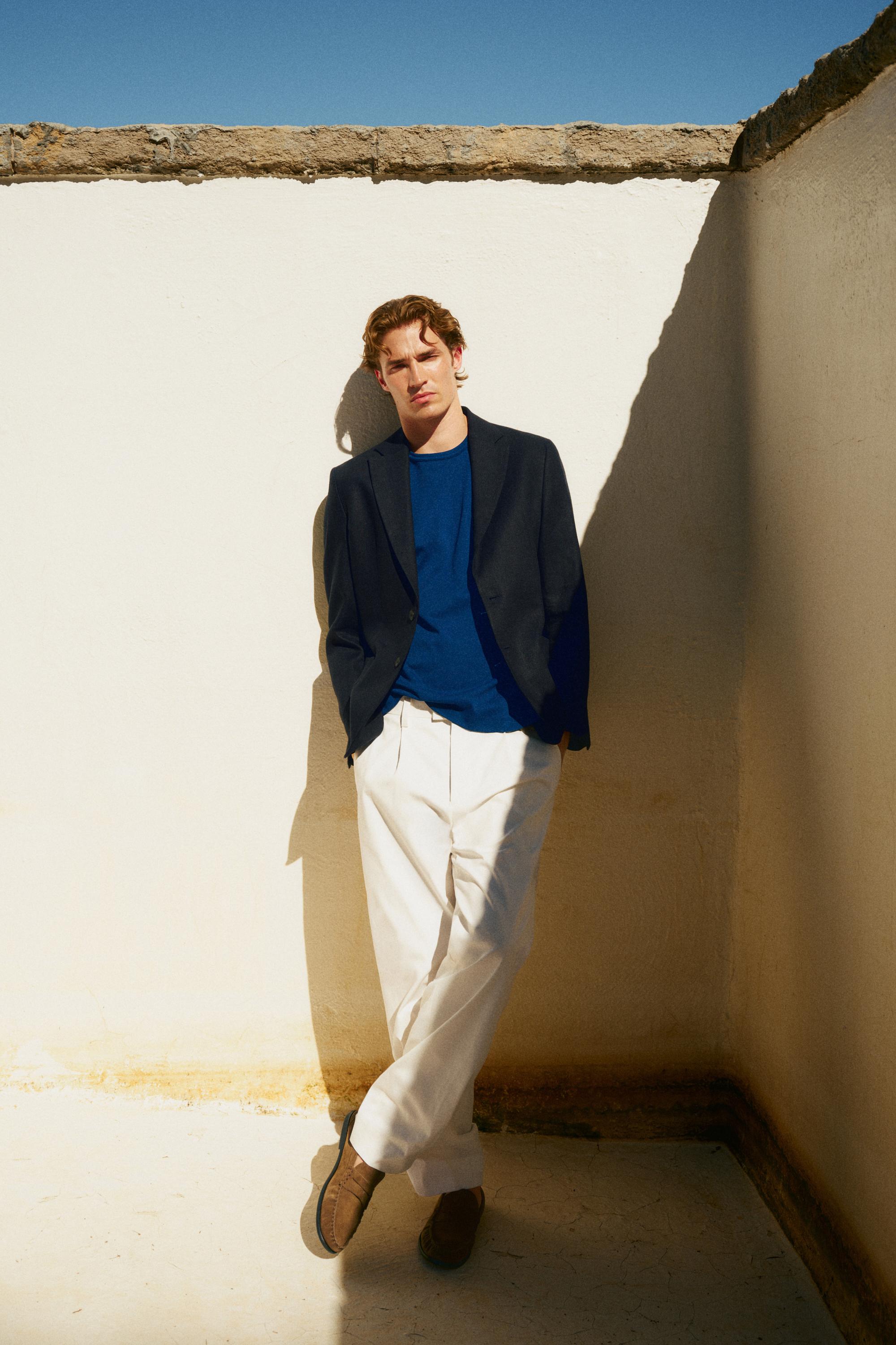 100% linen suit blazer — NAVY BLUE