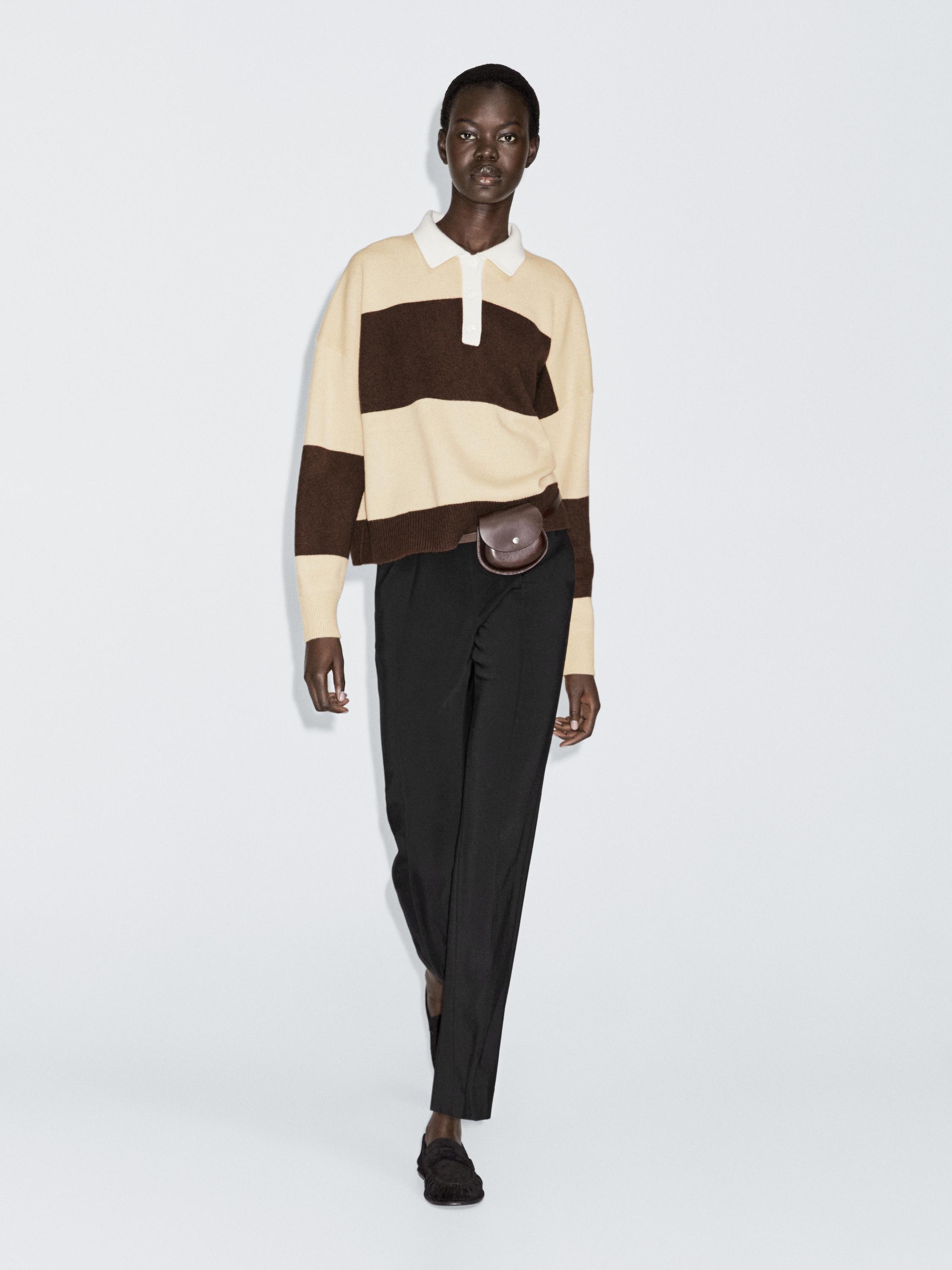 Knit wool blend sweater with argyle detail