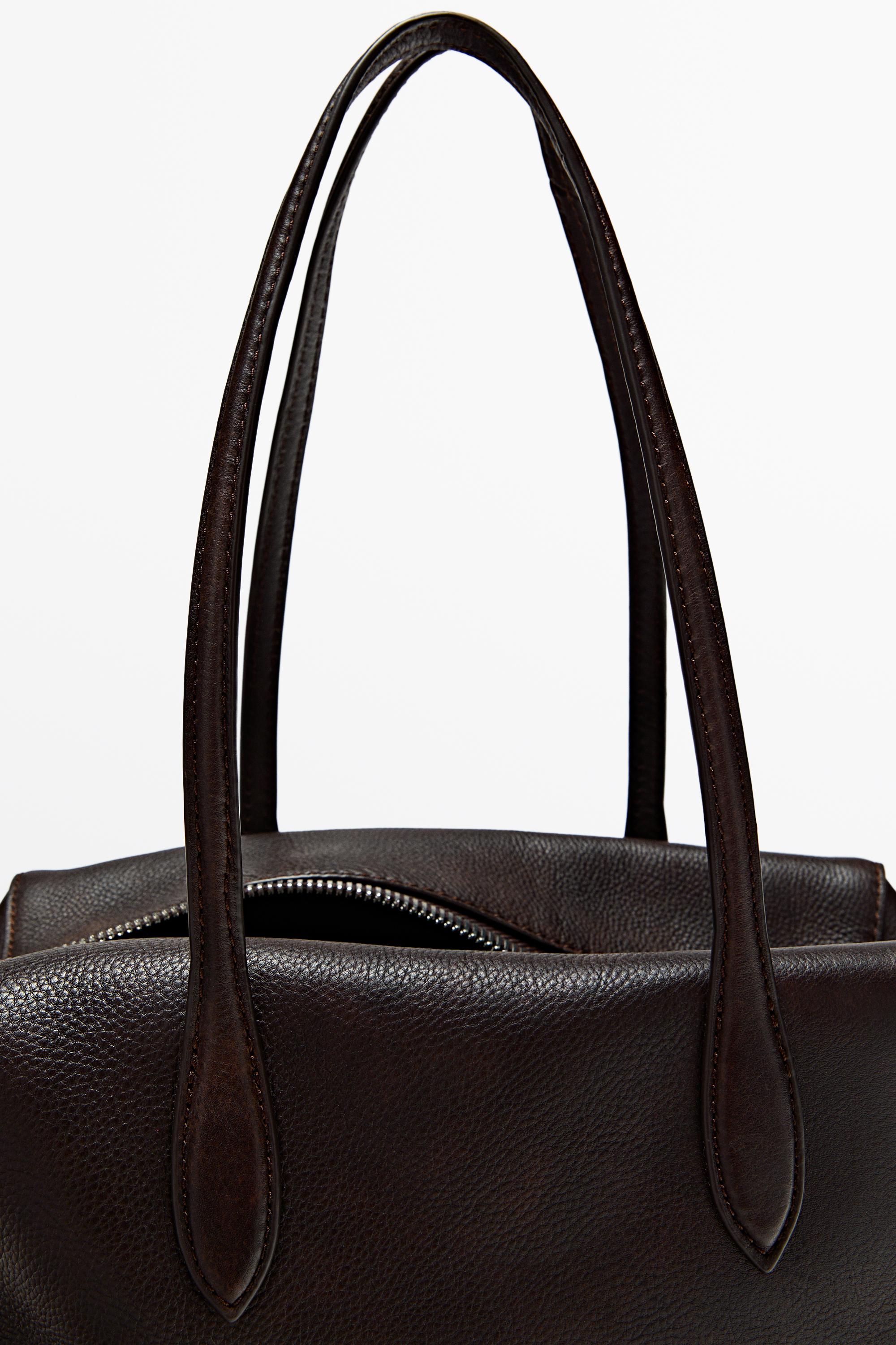 Nappa leather mini satchel — BROWN