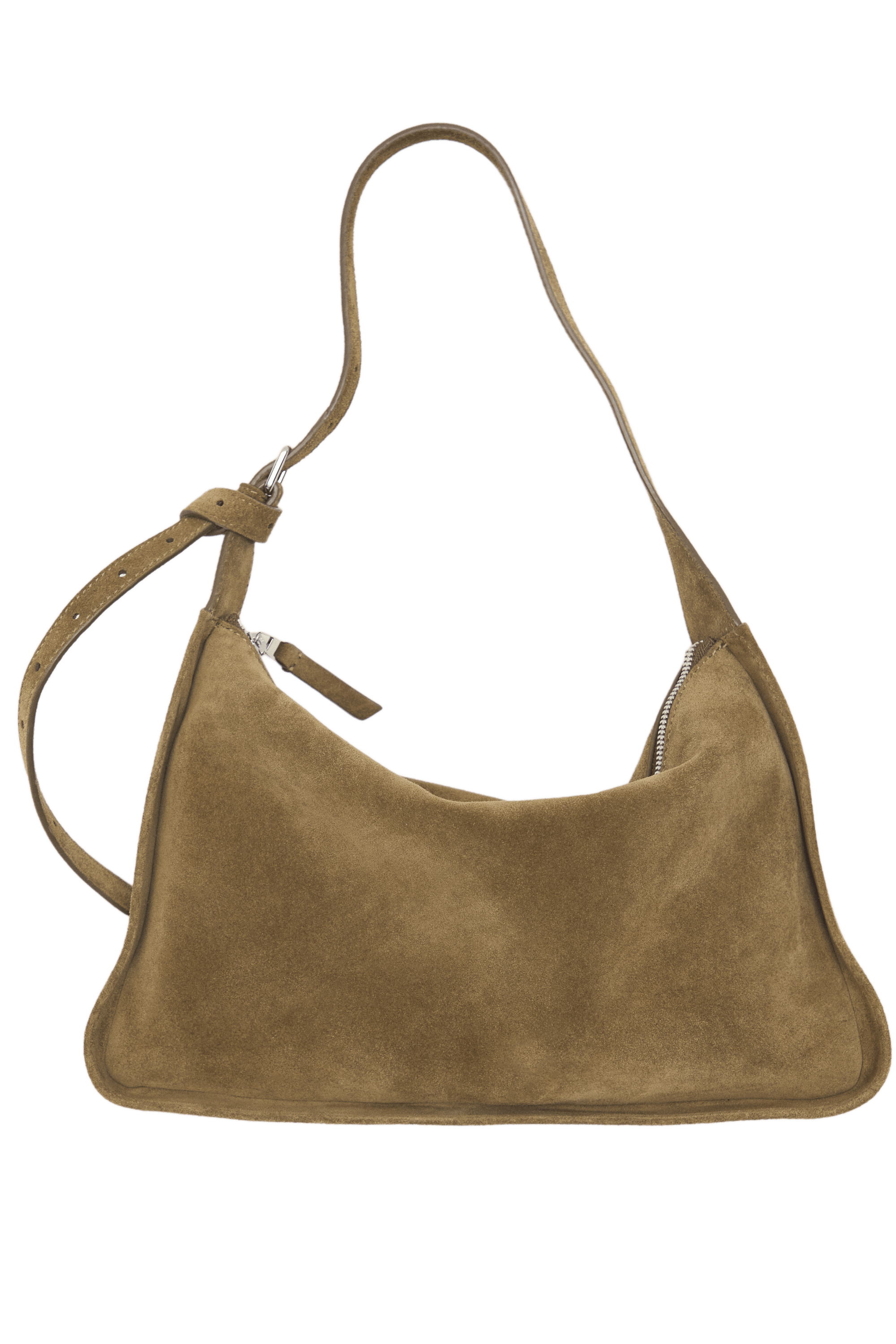 Split suede leather crossbody bag — KHAKI GREEN