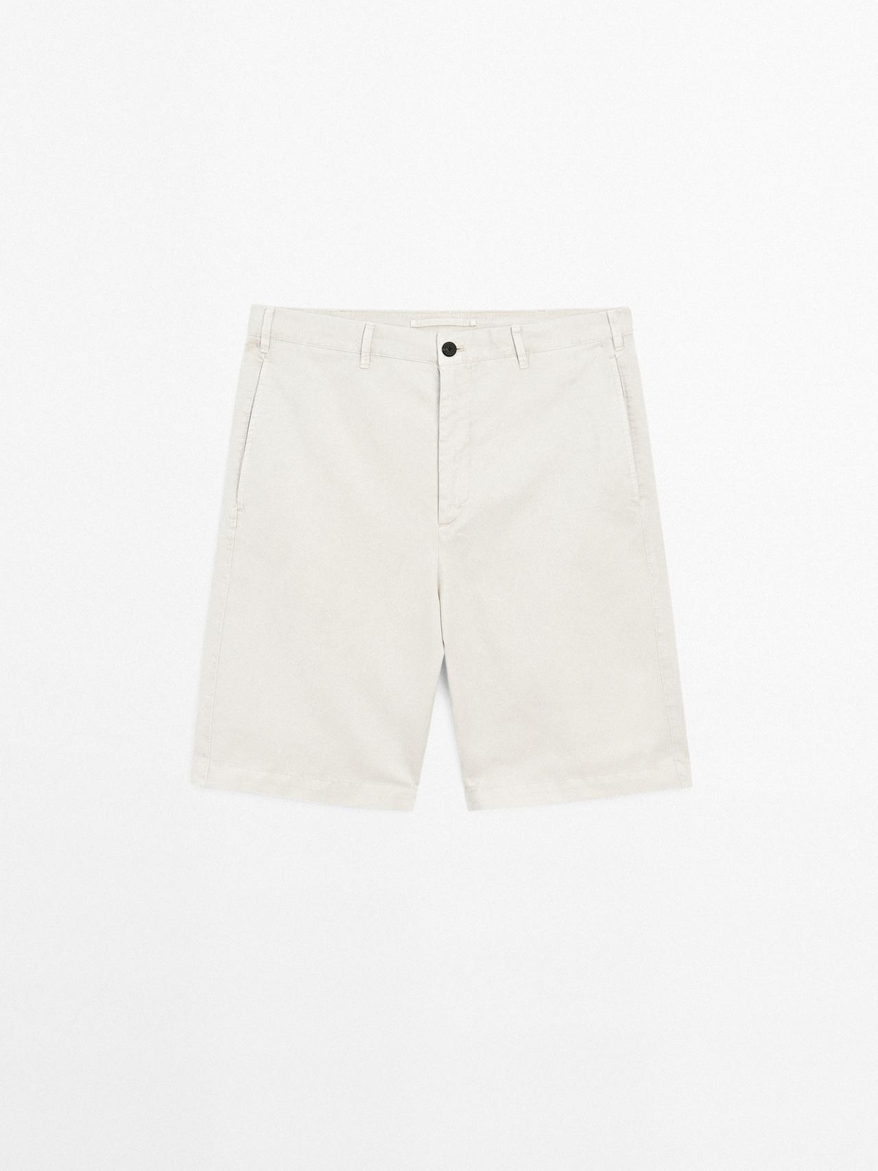 Massimo Dutti - Herre - Lette Bermudashorts I Hørblanding - Sand - 46