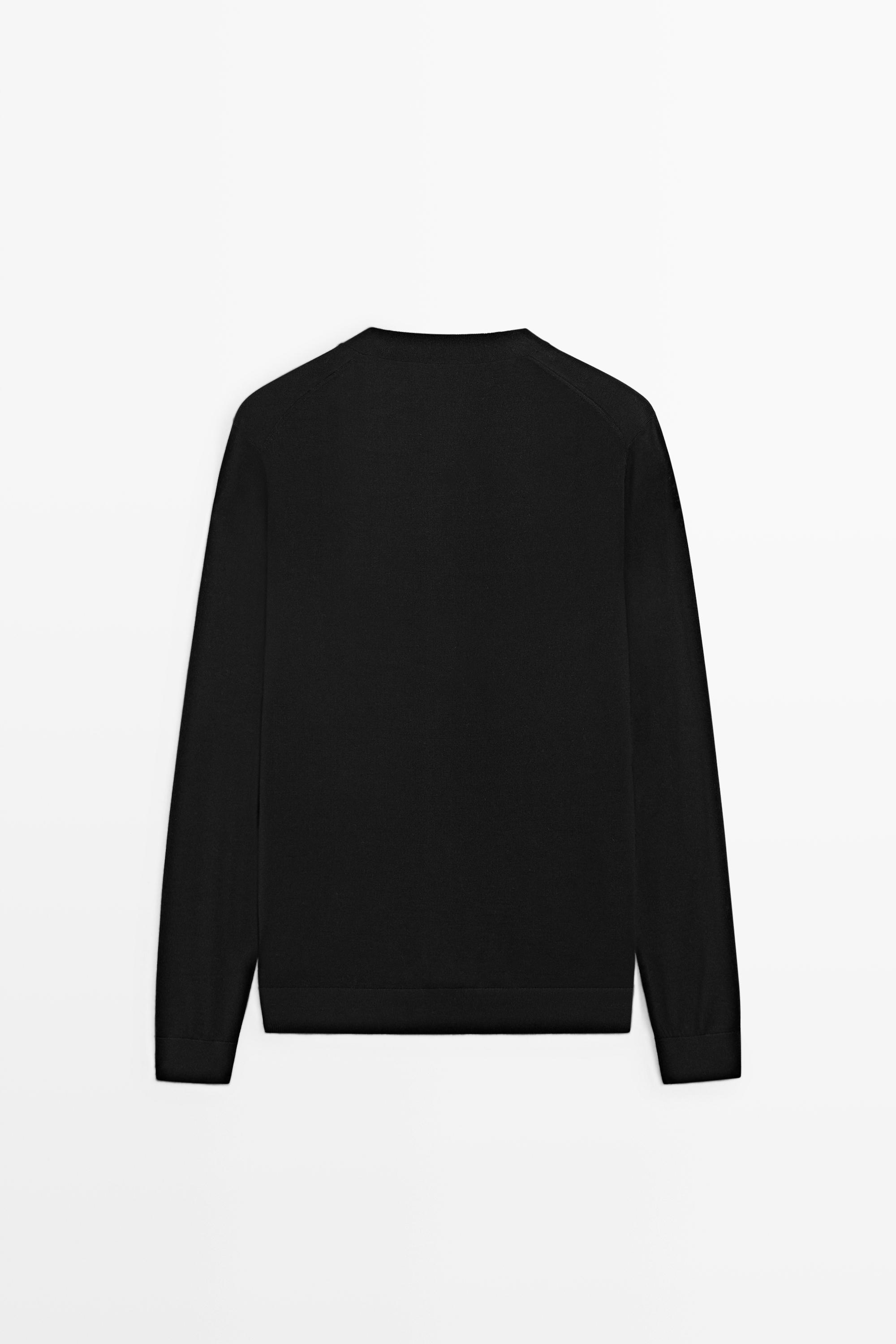 Merino wool button-up cardigan — BLACK