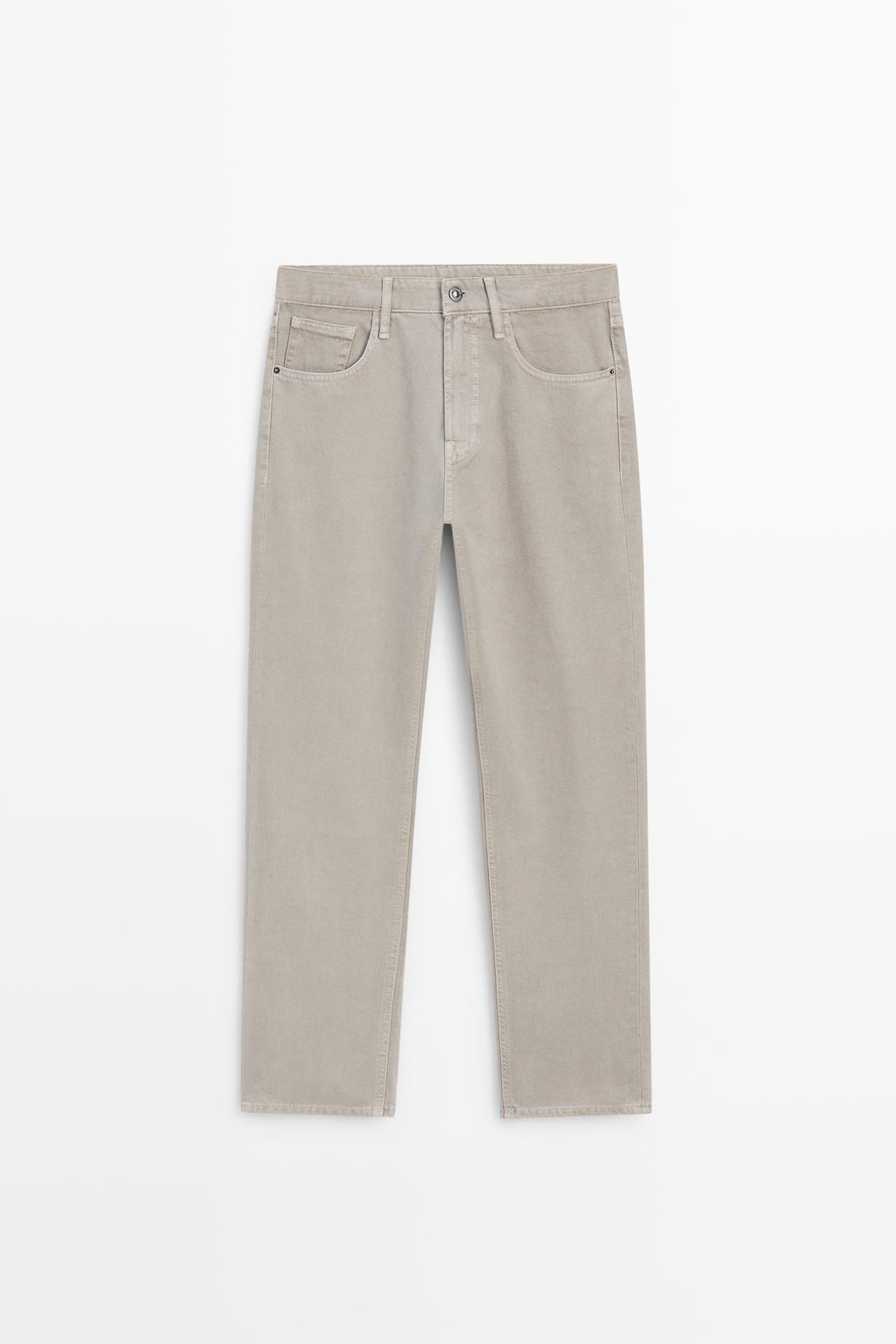 Tapered-fit denim-effect pants — STONE