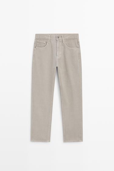 Tapered-fit denim-effect pants — STONE 2