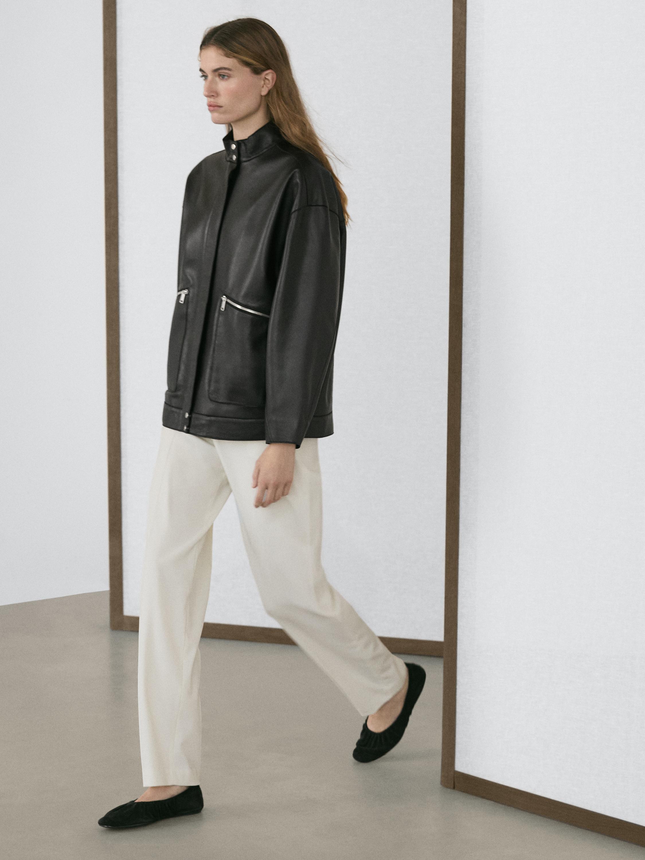 Nappa leather jacket with pocket details · Black · Bomberâ Jacket