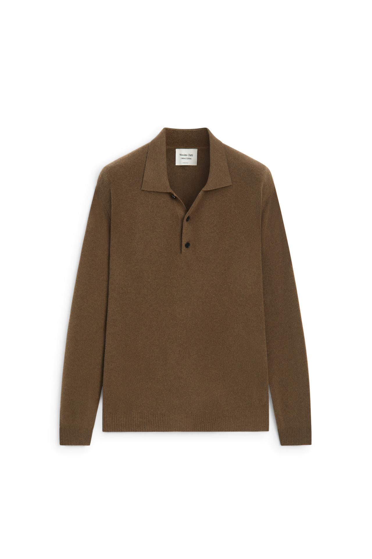 100% wool knit polo sweater - LIMITED EDITION — BROWN MARL