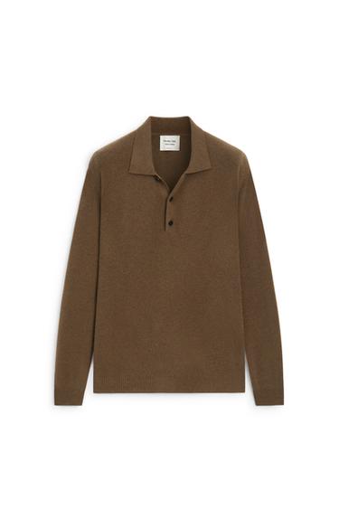100% wool knit polo sweater - LIMITED EDITION — BROWN MARL 5