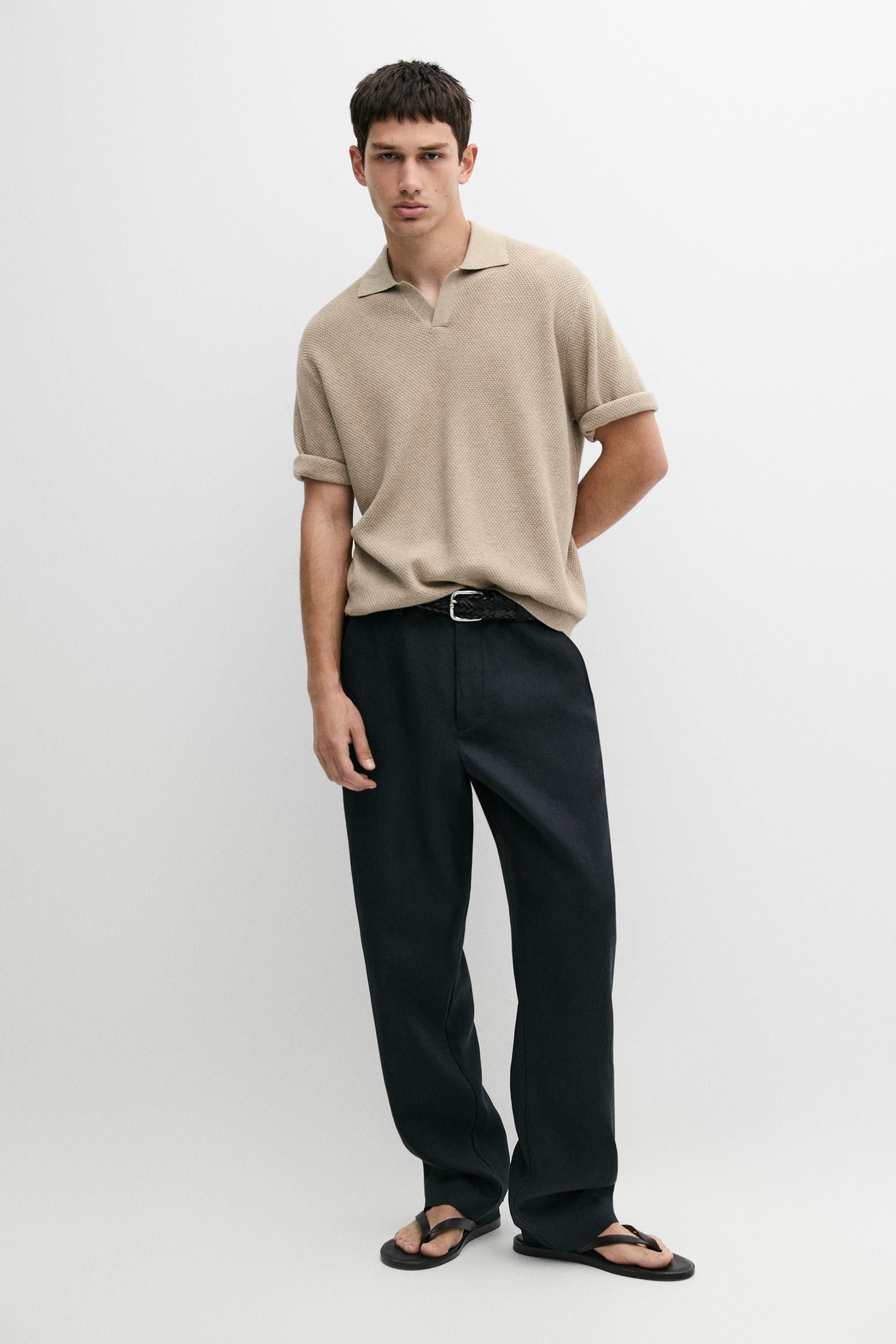 Straight-leg linen pants