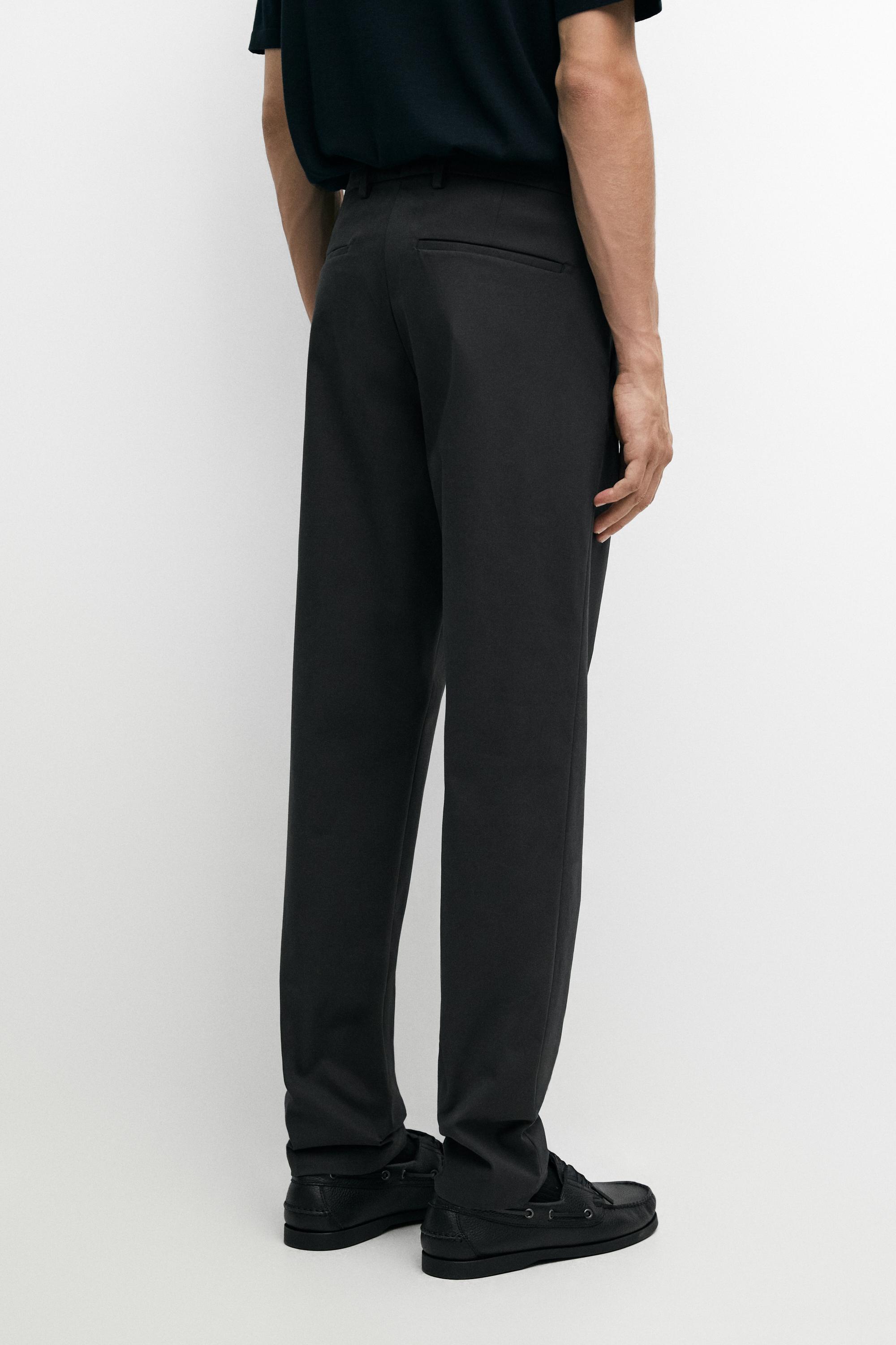 Cotton blend slim fit pants — GREY