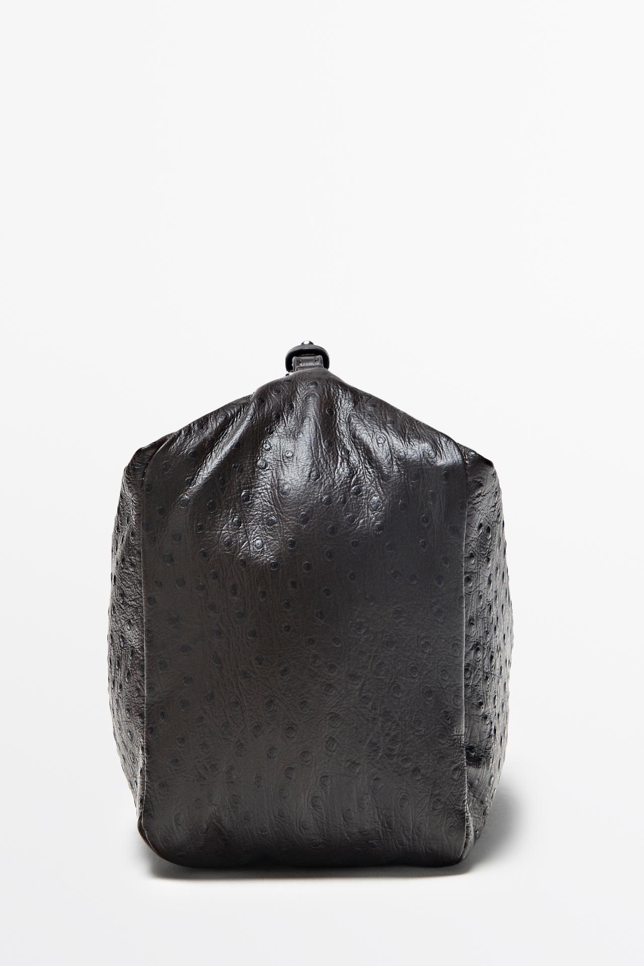 Textured nappa leather rectangular bag — BROWN