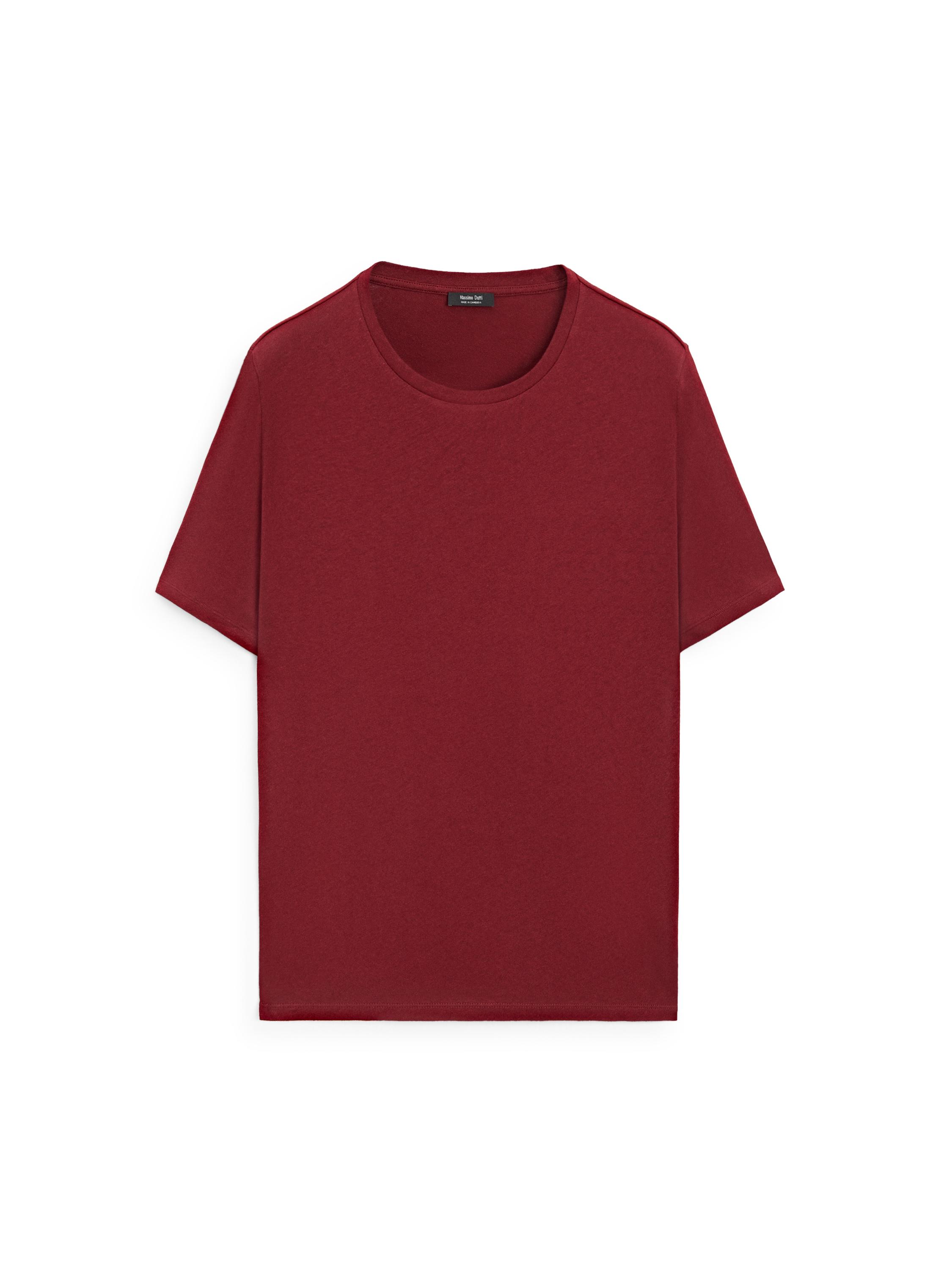 Short sleeve linen and cotton T-shirt — RED