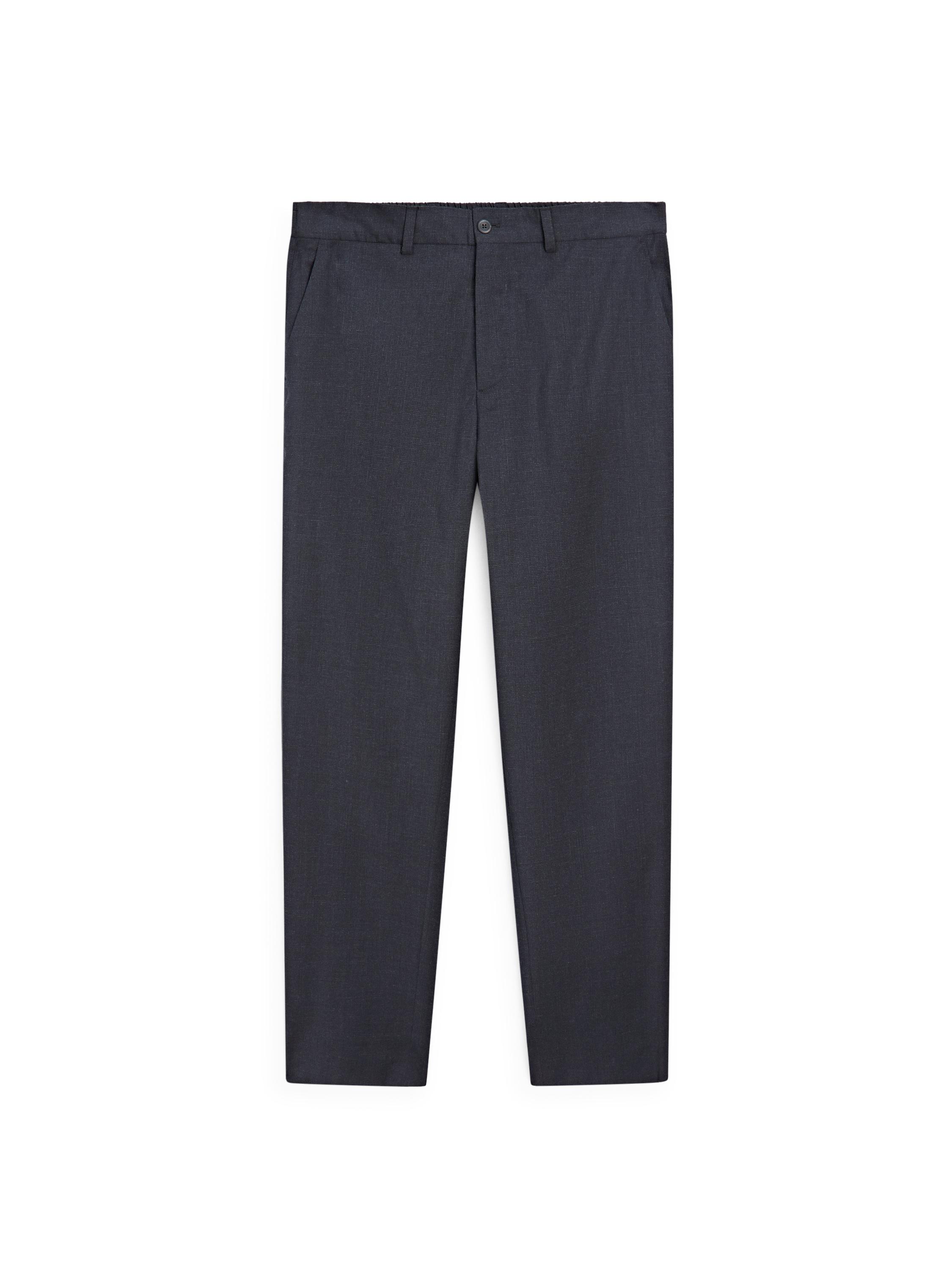 Wool houndstooth trousers — NAVY BLUE