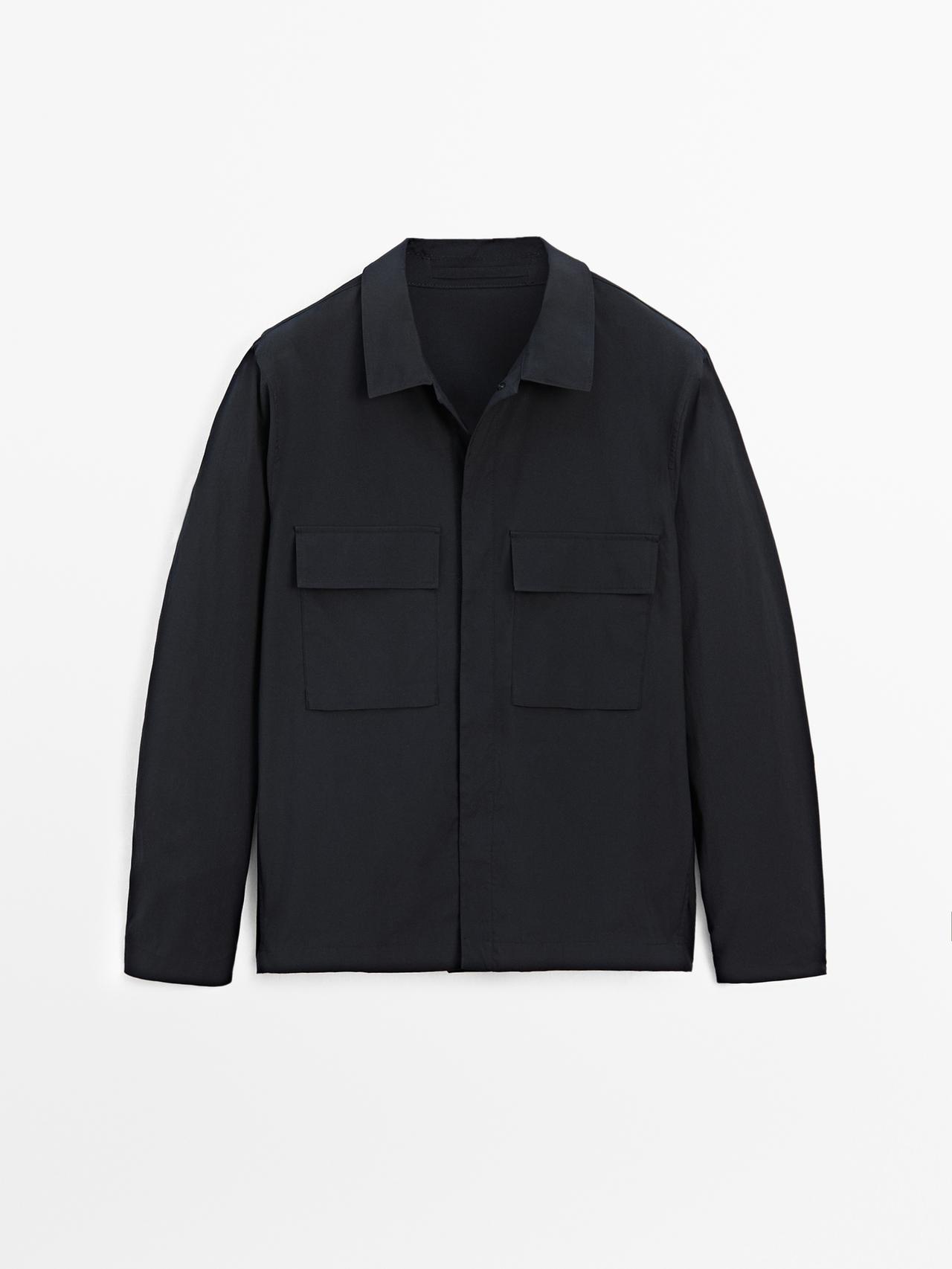 Massimo Dutti - Herre - Skjortejakke I Funktionsstof - Marineblå - S