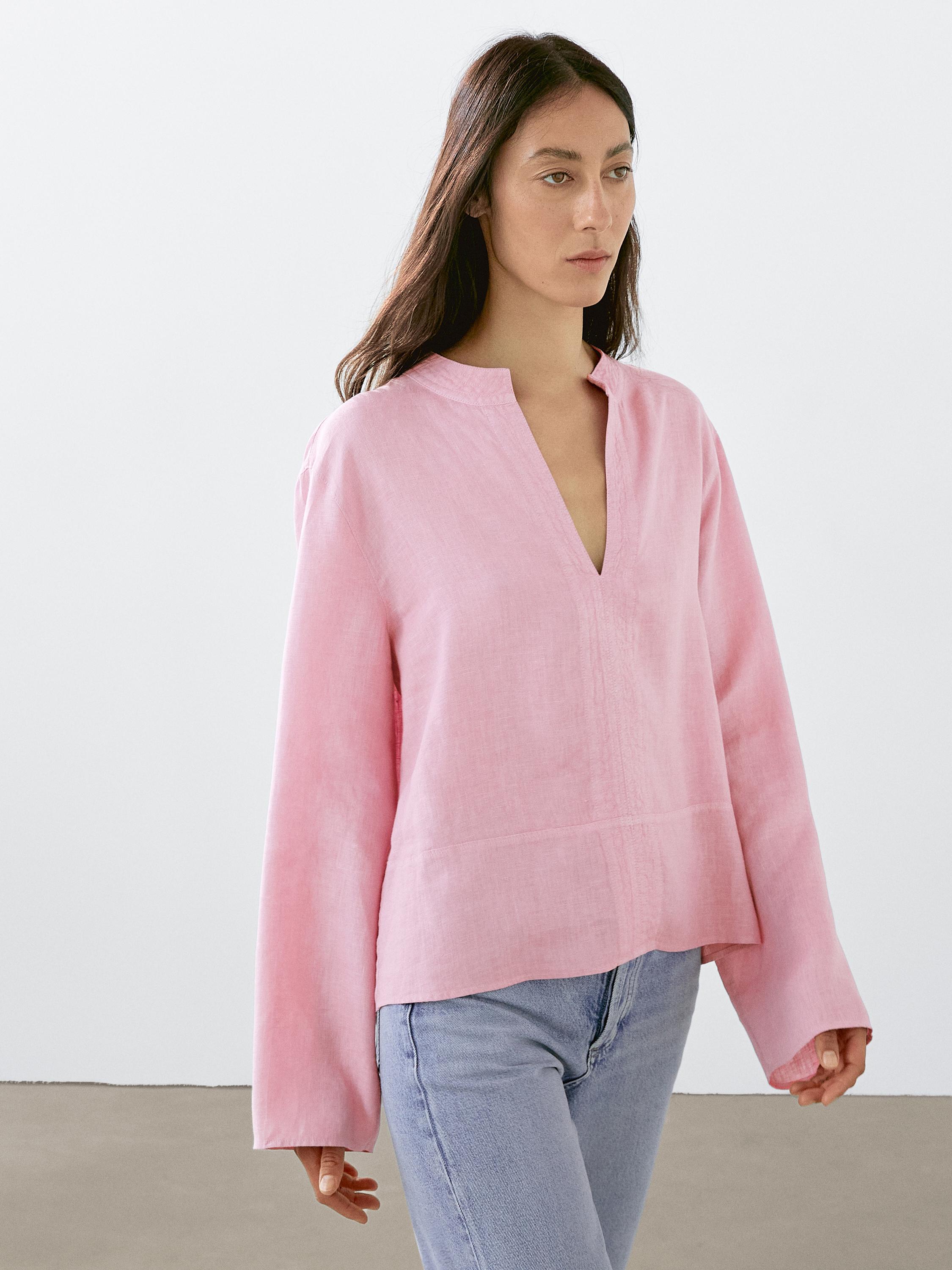 100% linen long sleeve shirt