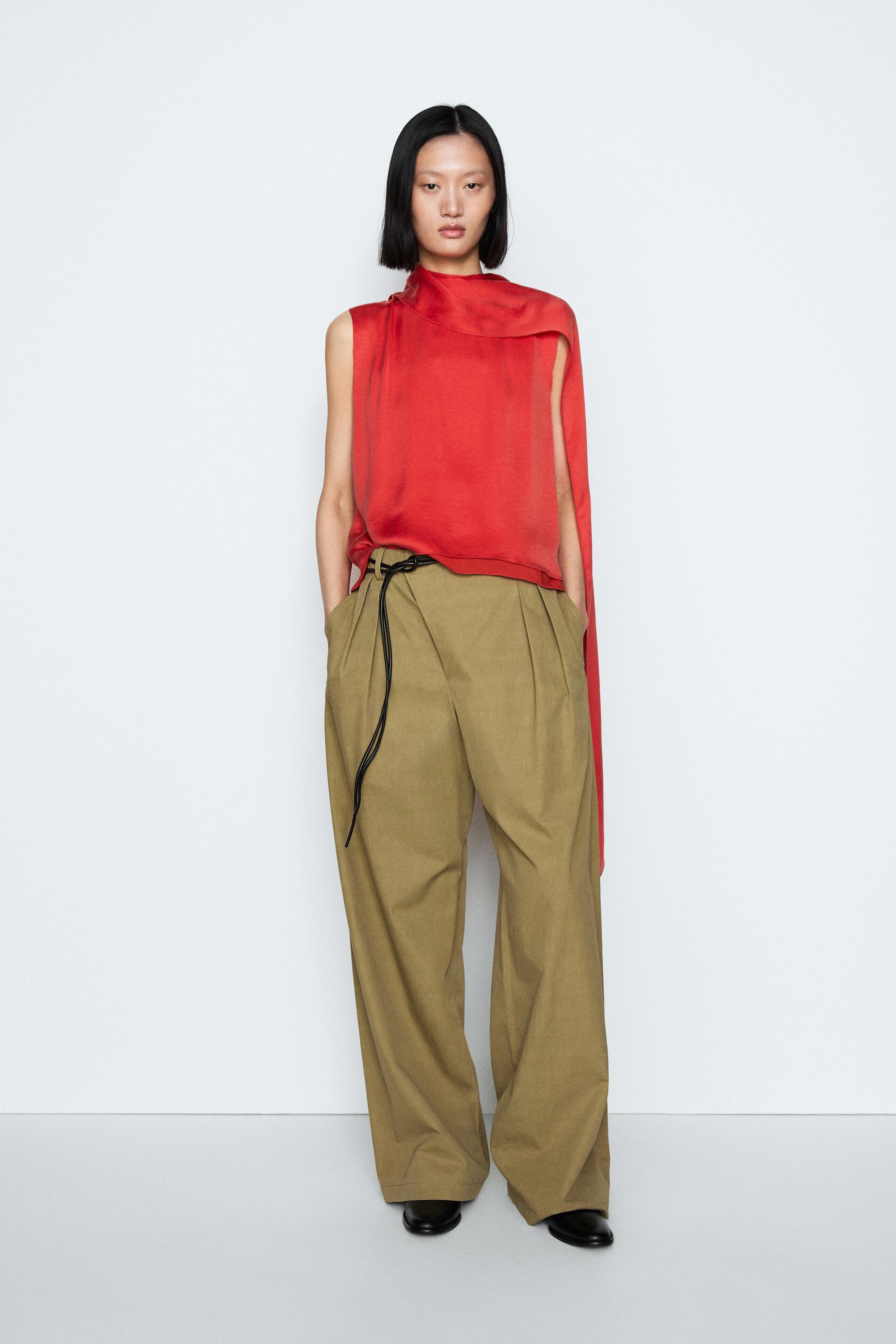 Flowing top with cape detail - STUDIO — ORANGE