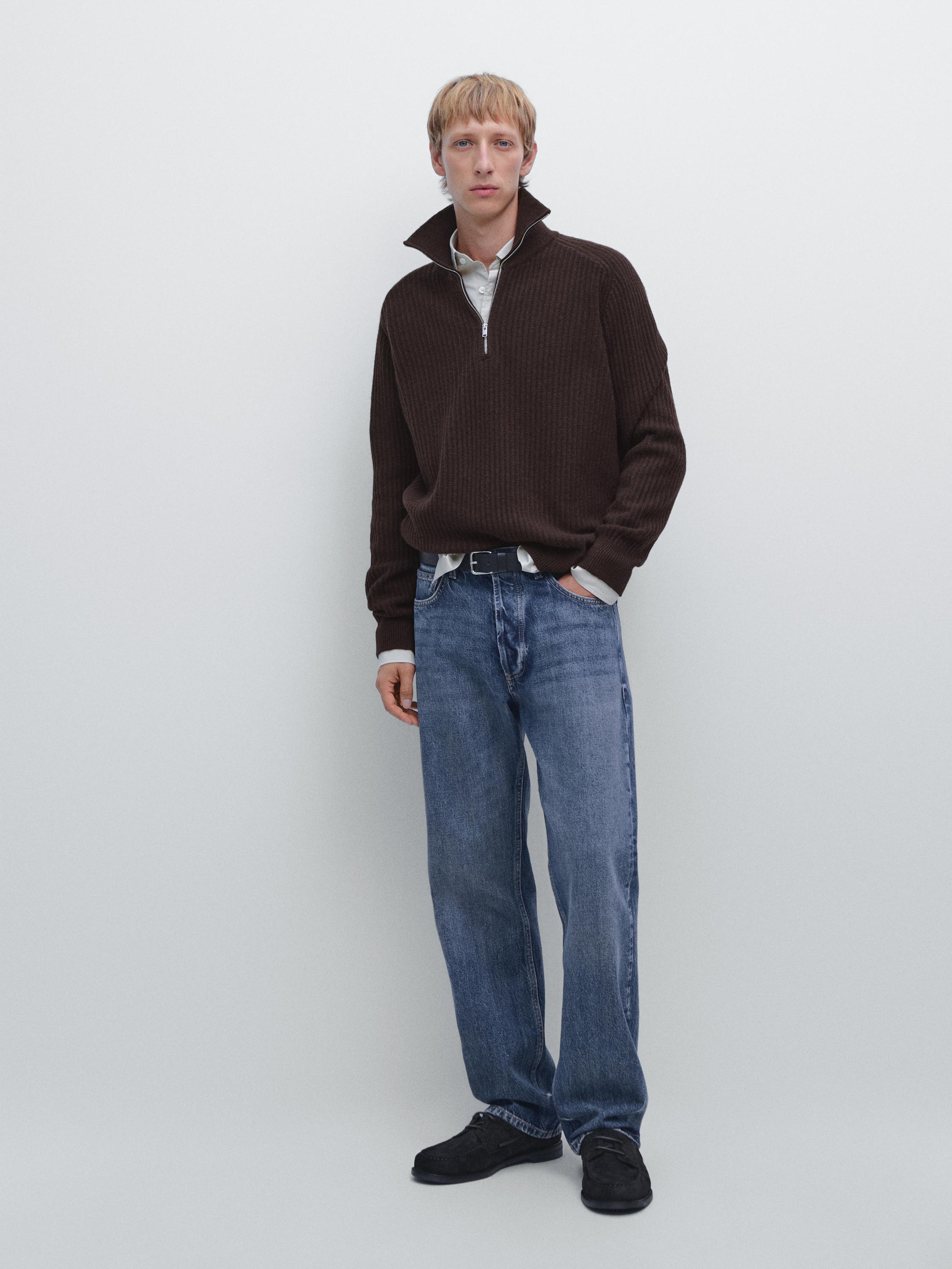 Wool blend mock neck sweater
