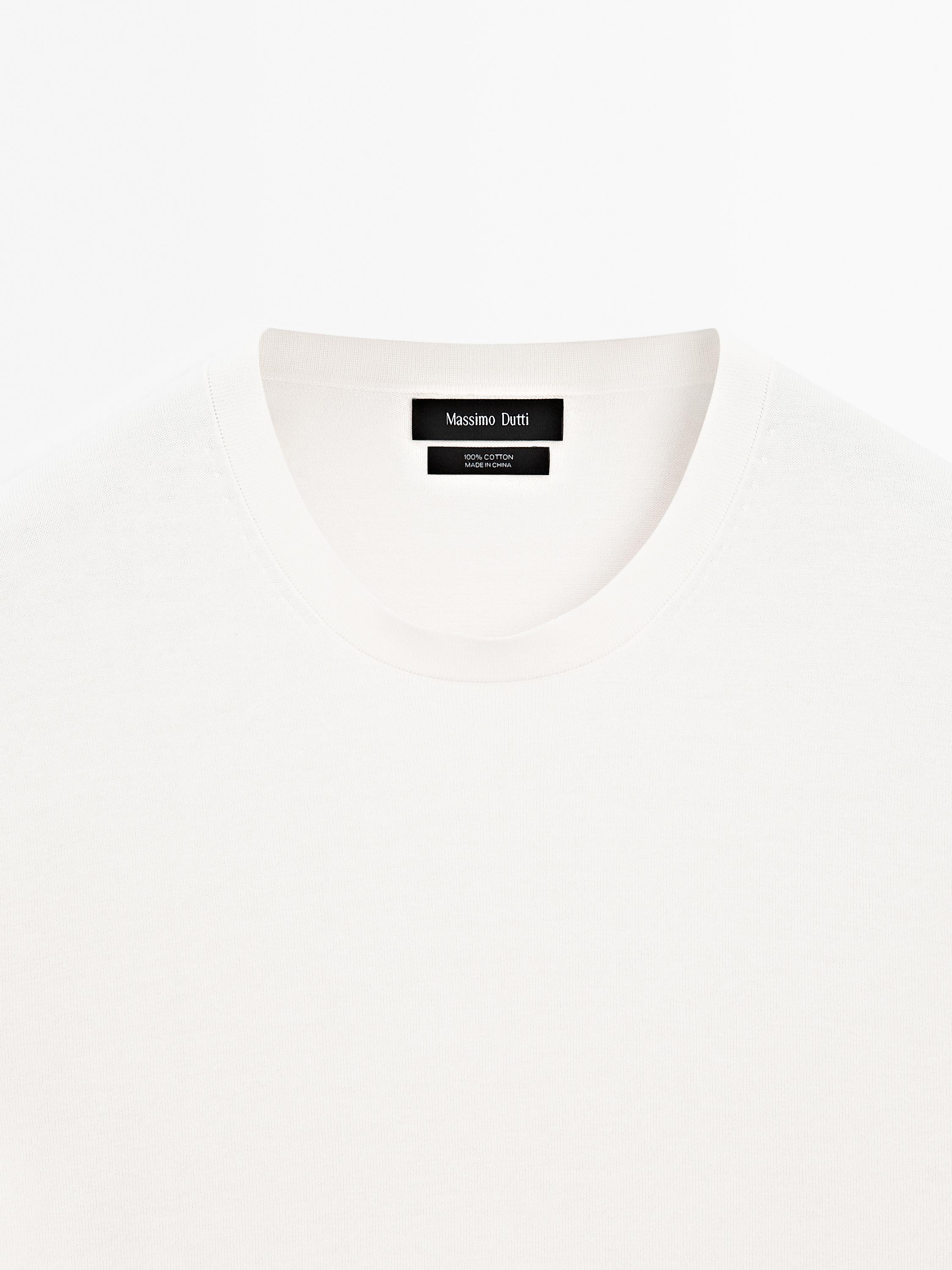 100% cotton short sleeve knit sweater — CREAM