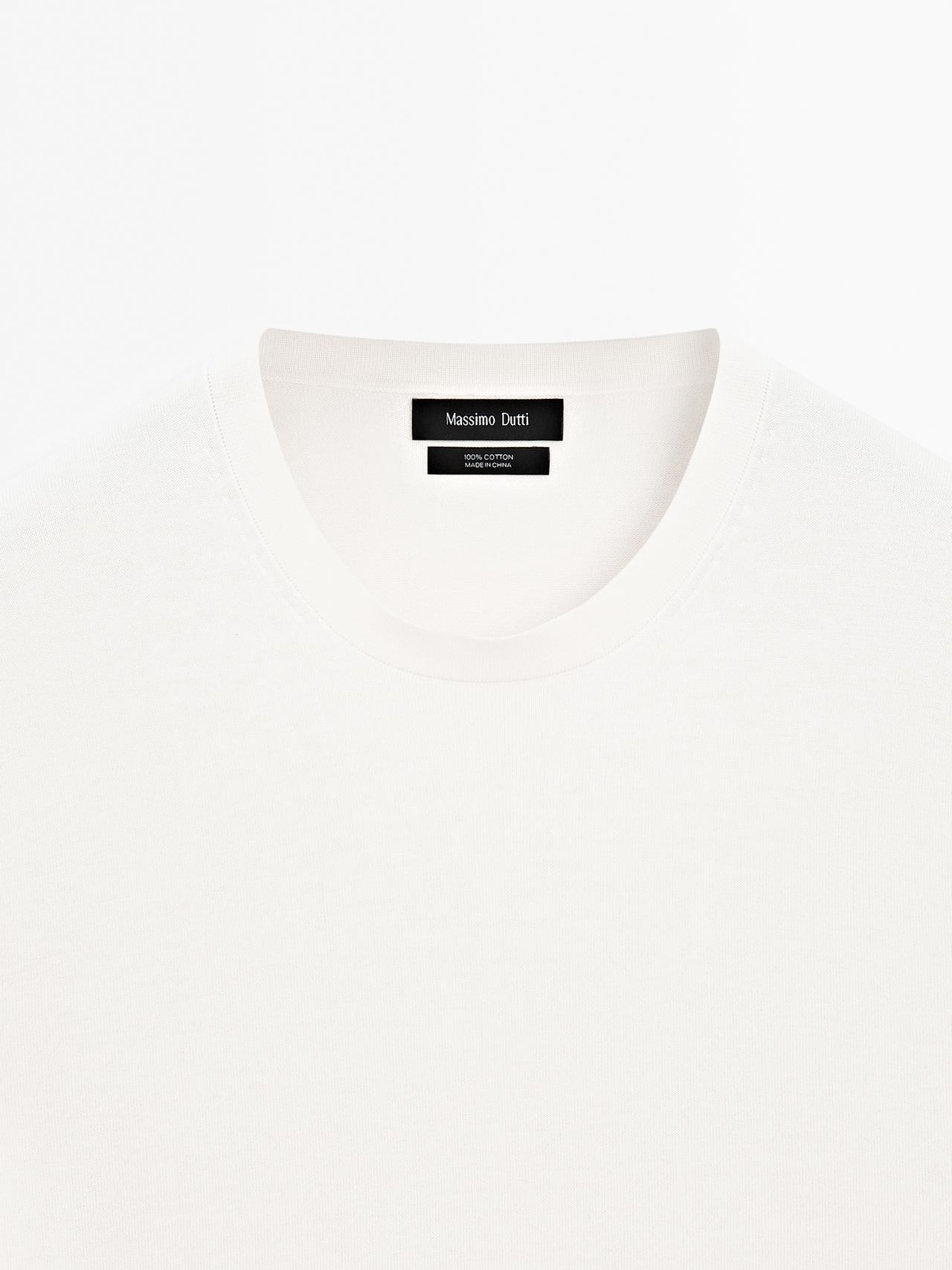 100% cotton short sleeve round neck T-shirt — CREAM