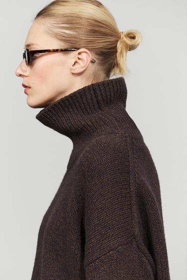 100% wool oversize knit sweater — BROWN 8