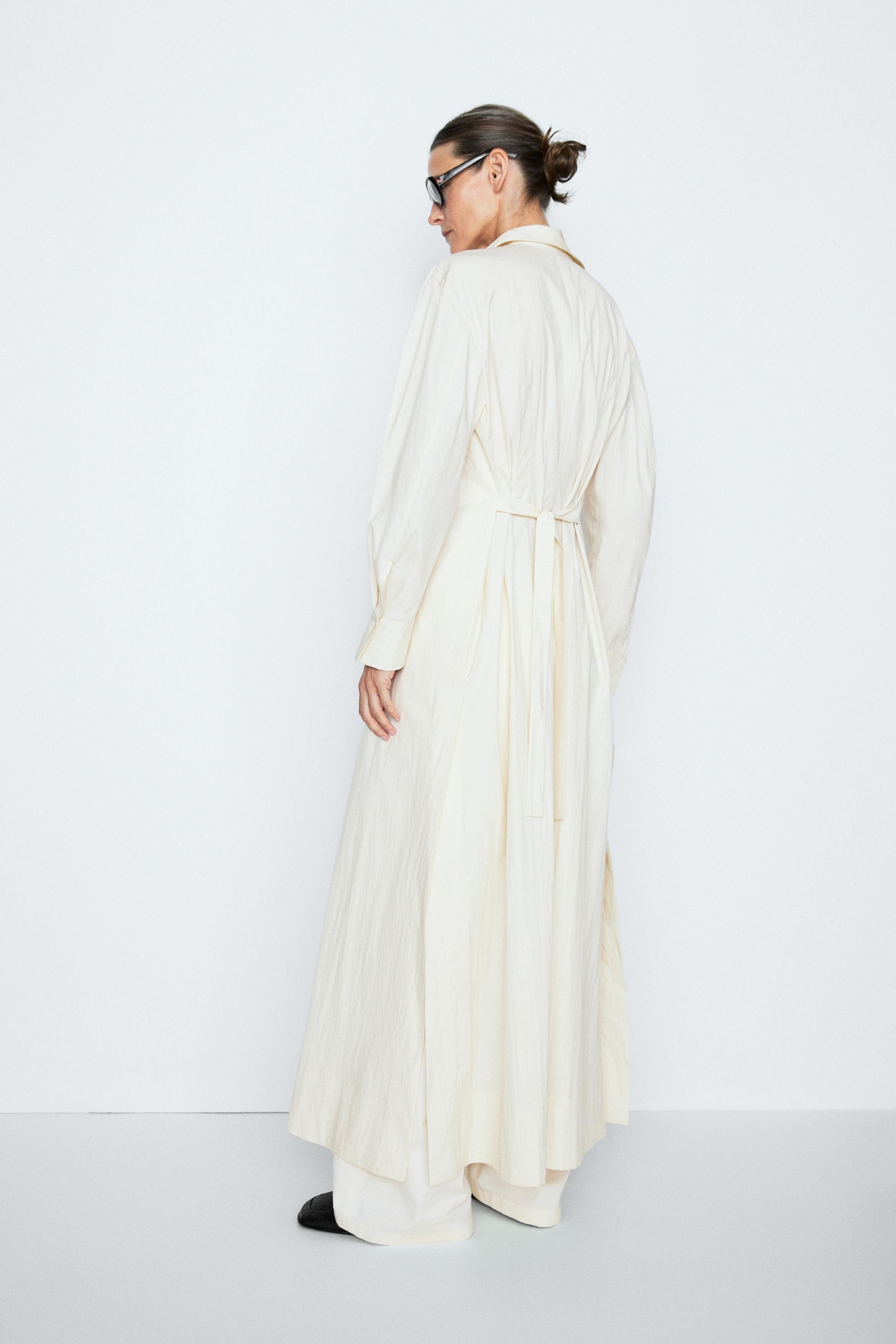 Flowy shirt maxi dress - STUDIO — Beige