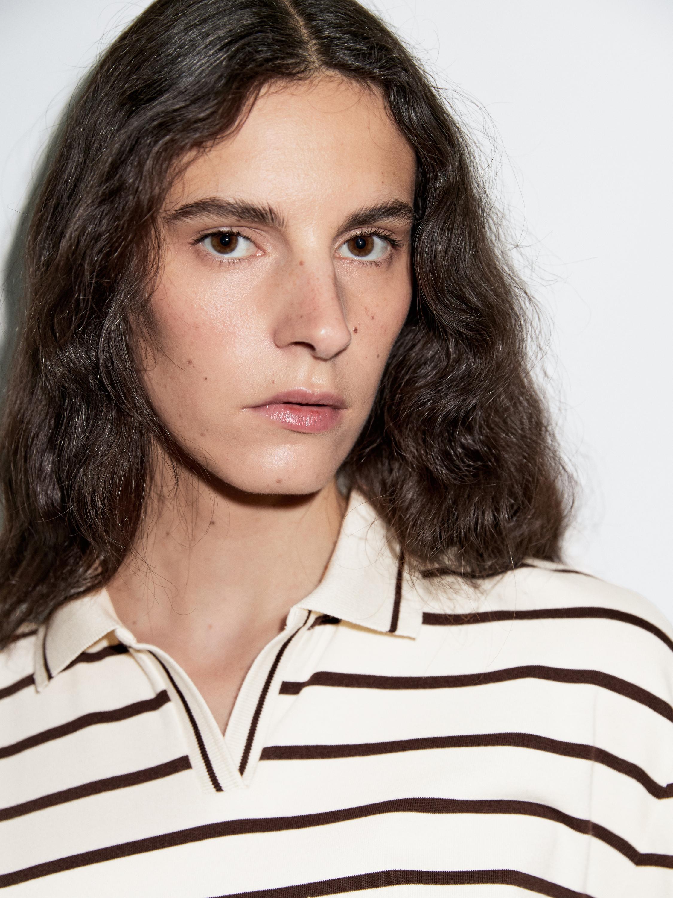 100% cotton striped polo shirt