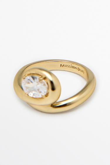 Shimmery crystal hoop ring — GOLDEN 4