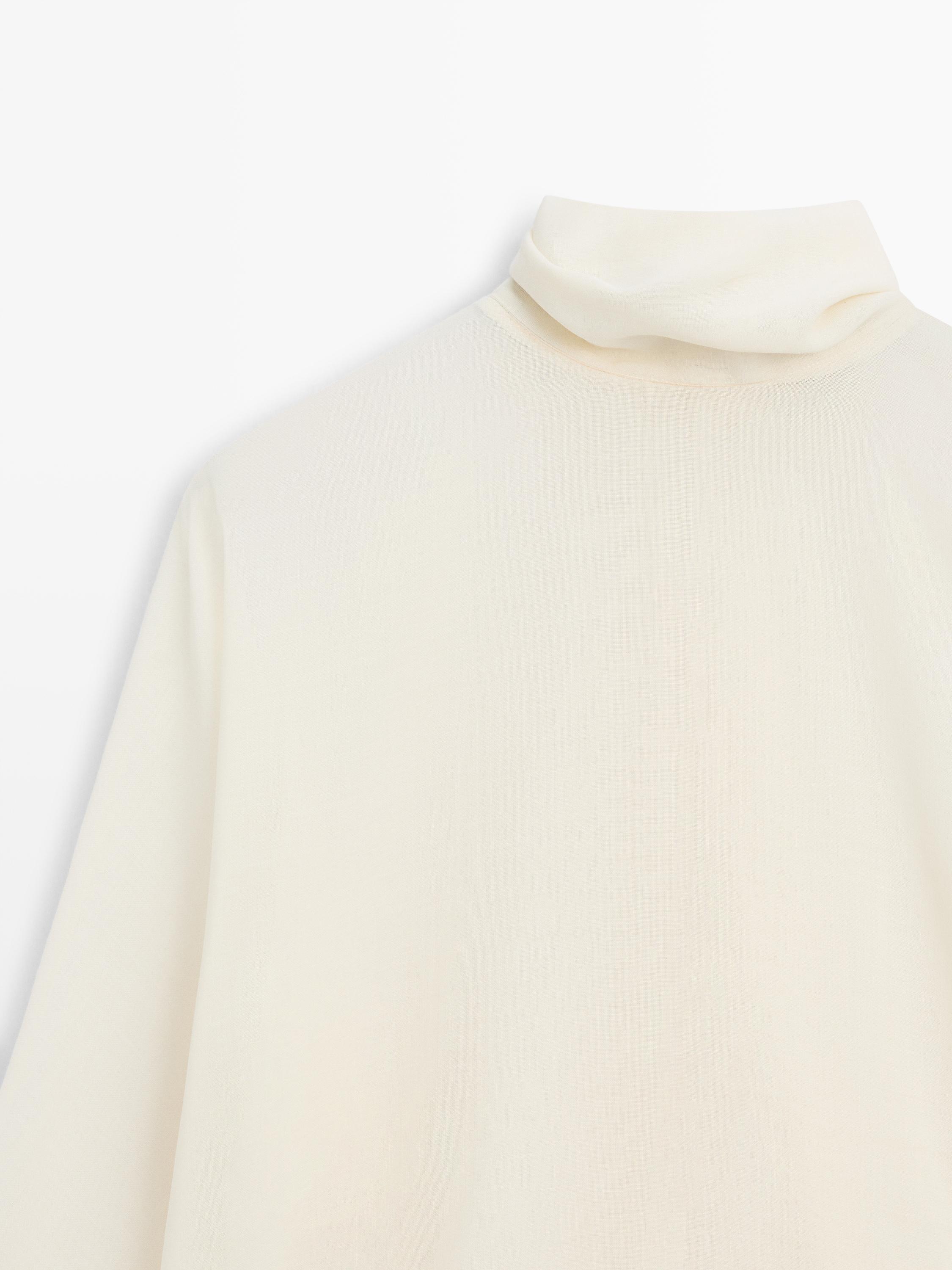 Flowing blouse with tie detail - STUDIO — CREAM