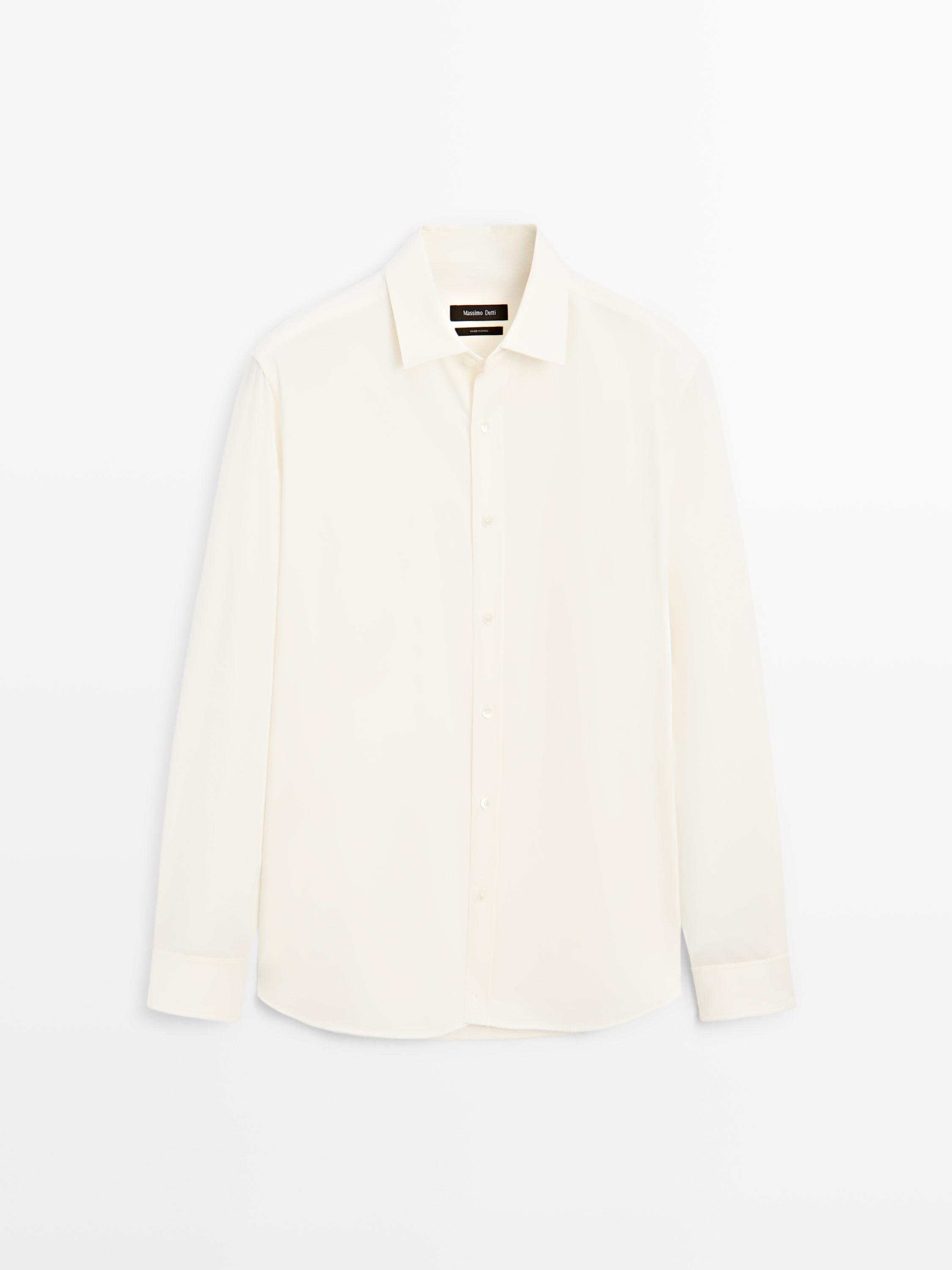 Regular fit cotton blend shirt