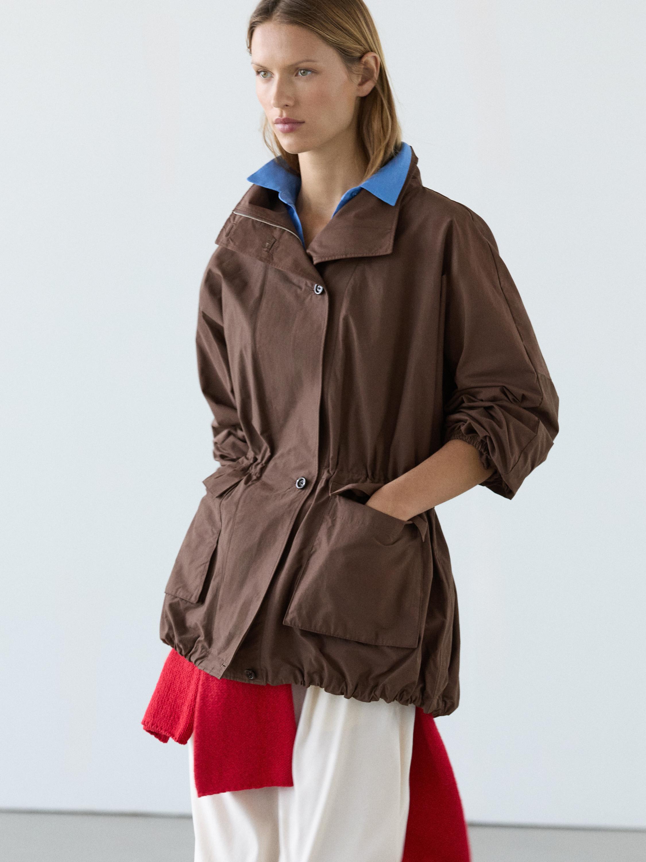 Puff parka with collar detail