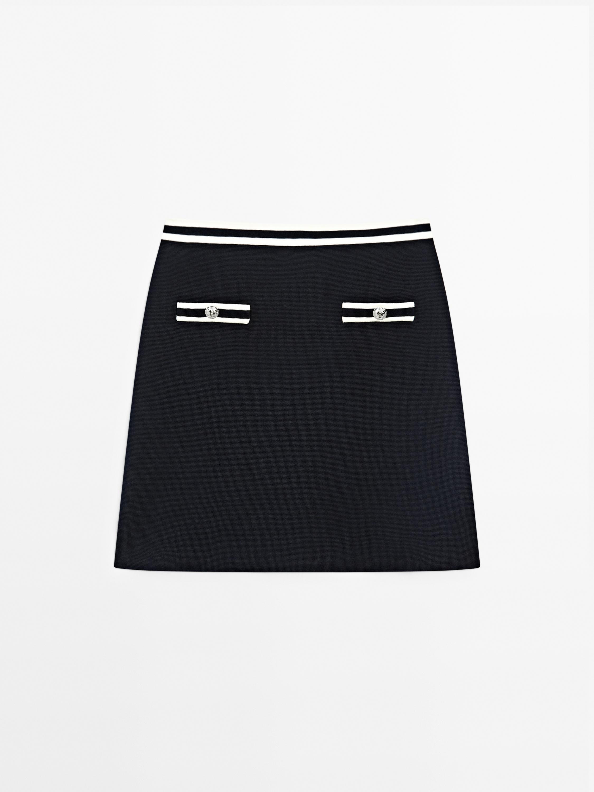 Contrast knitted skirt 100% cotton