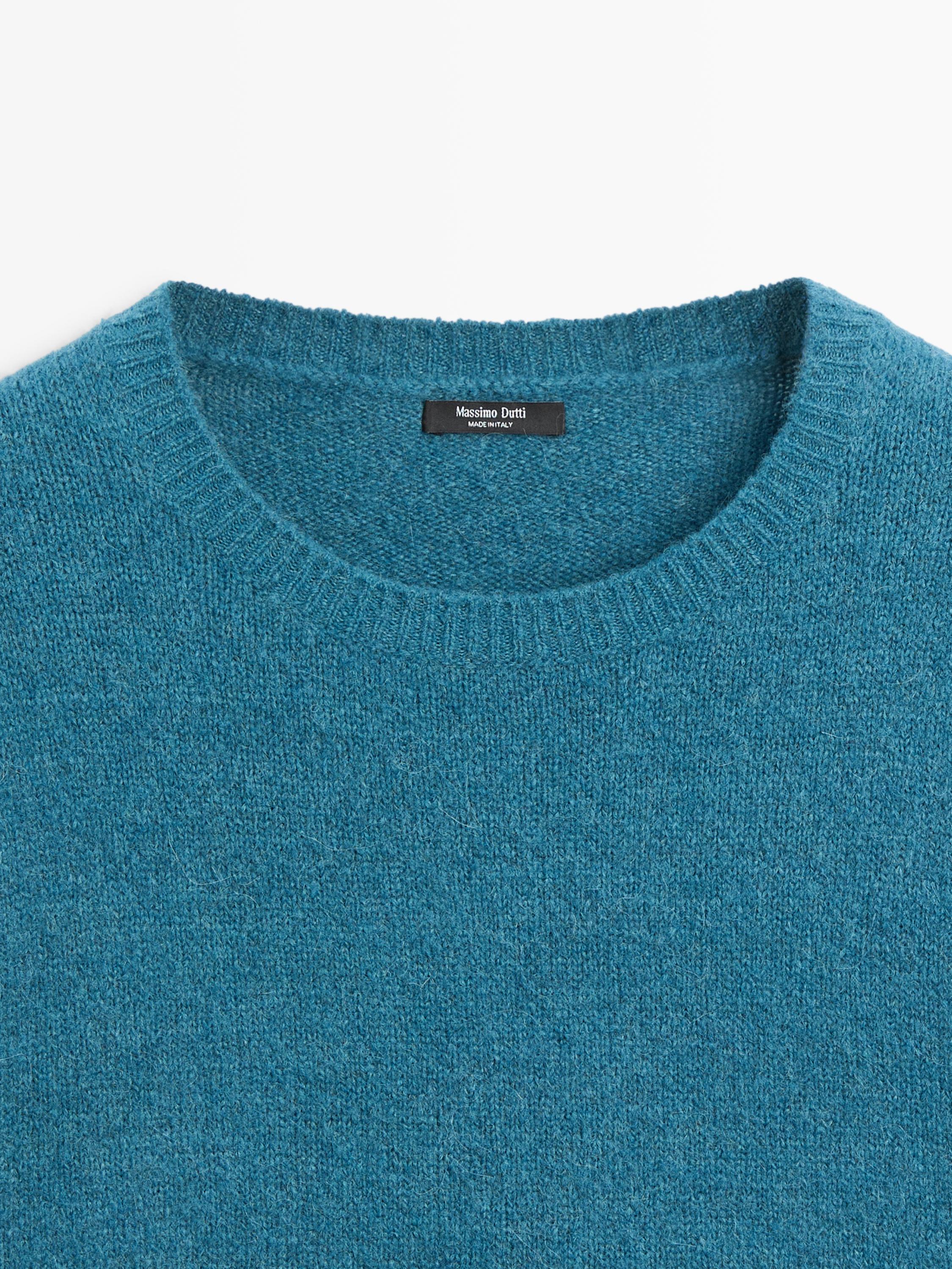 Трикотажен пуловер с примес на вълна от алпака и къс ръкав