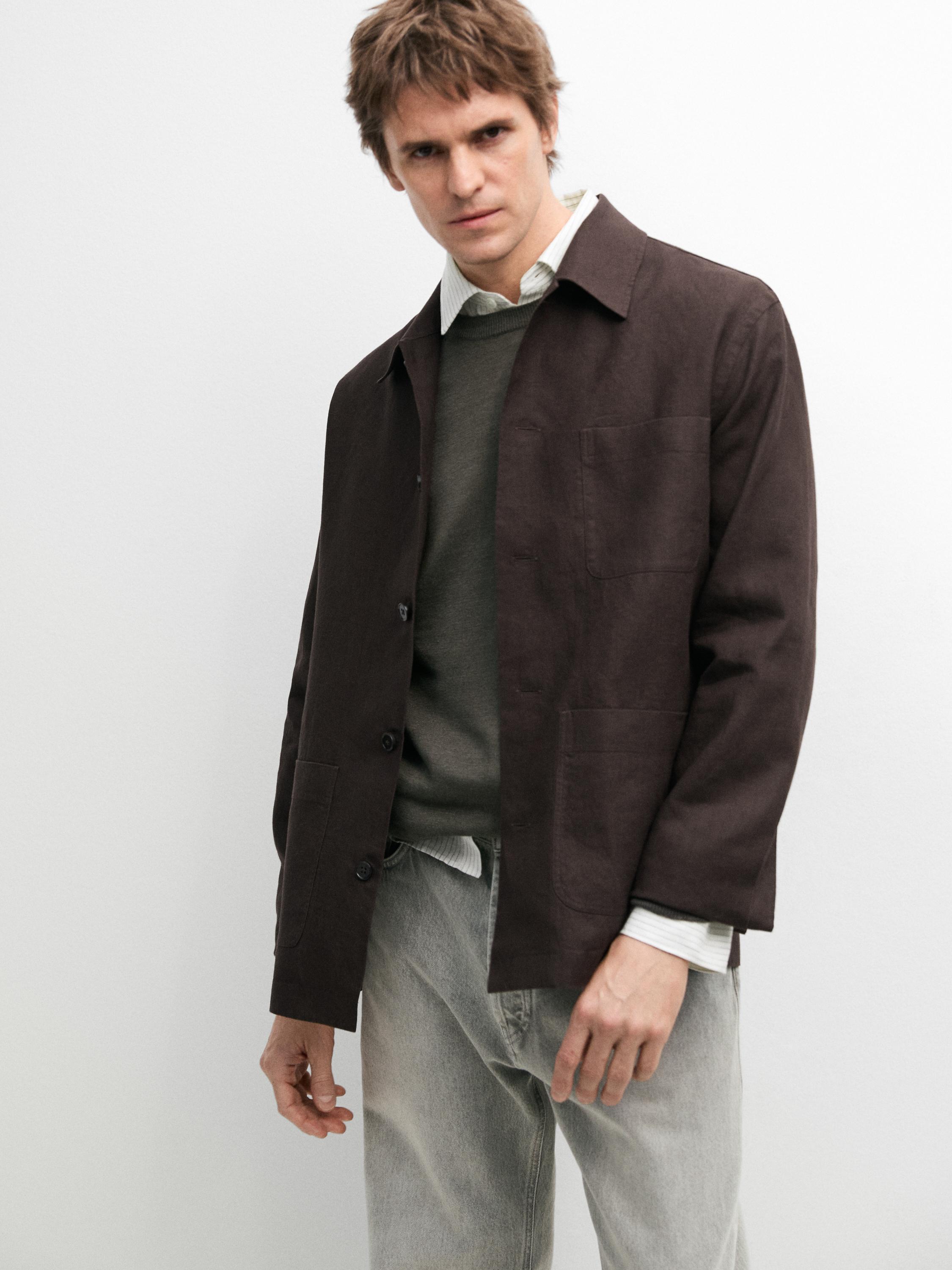 Surchemise en lin détail poches