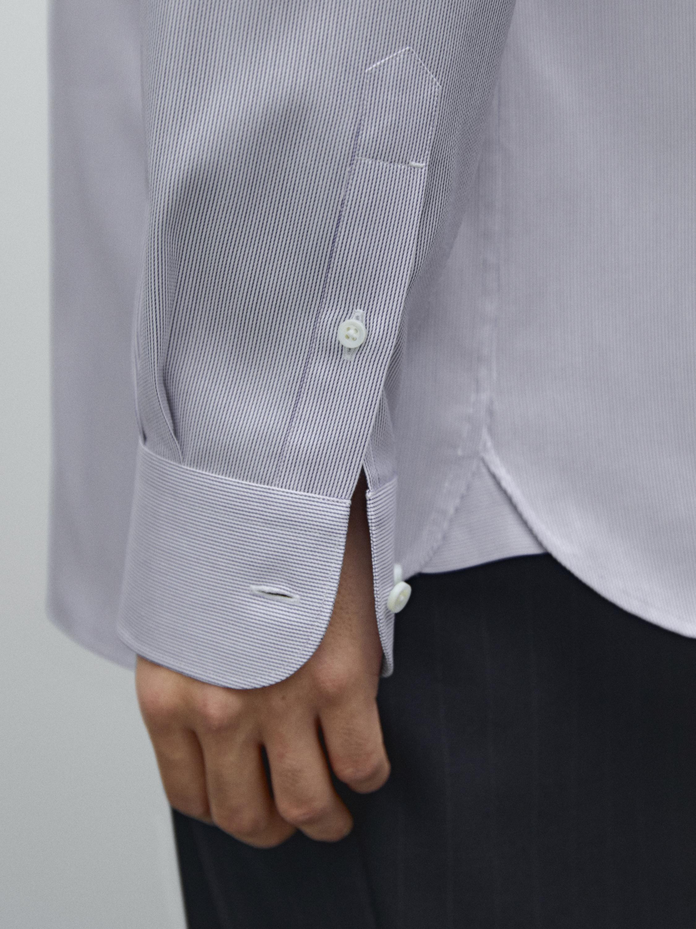 Slim fit striped 100% cotton shirt