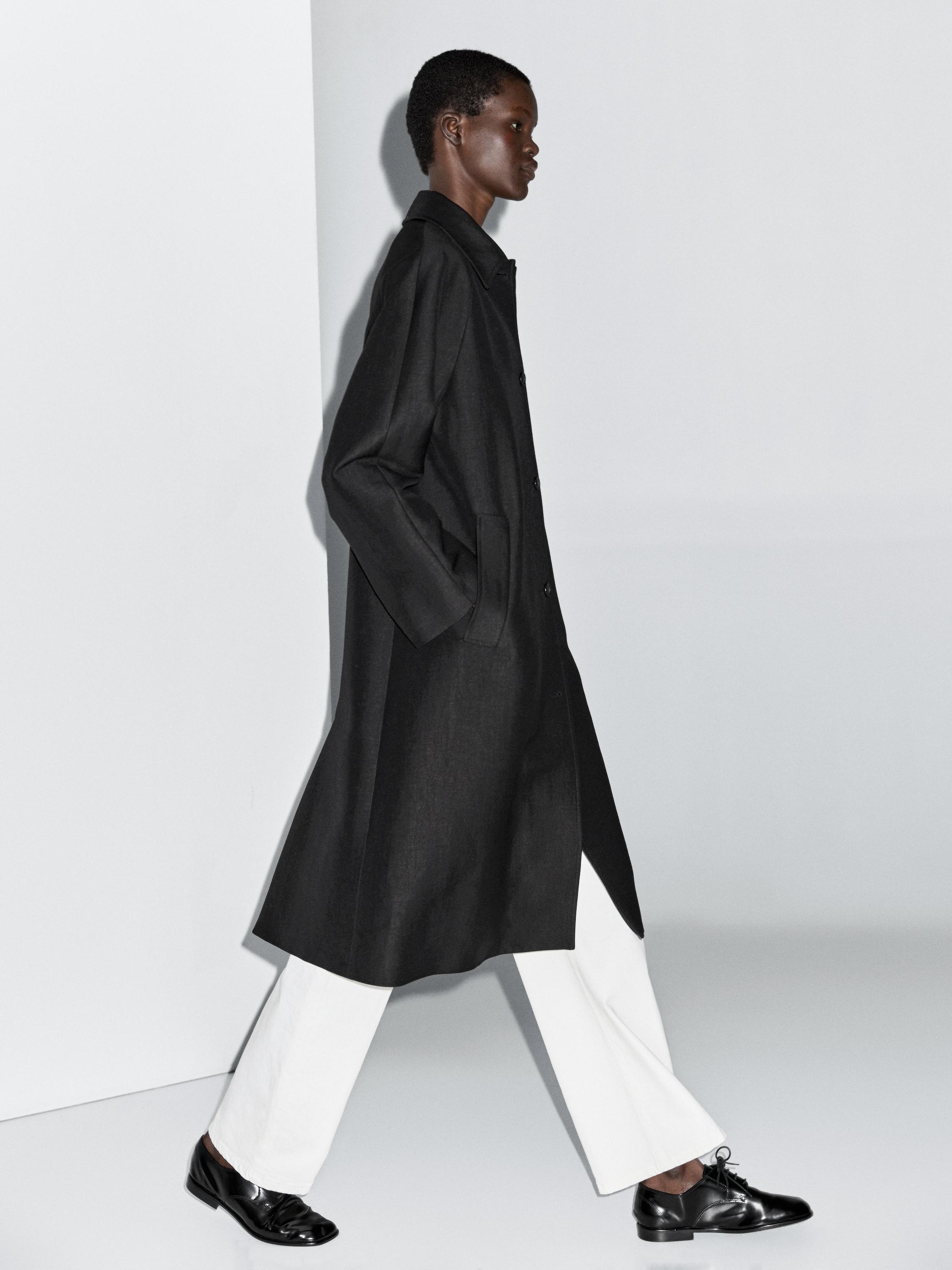 معطف طويل من الصوف المخلوط