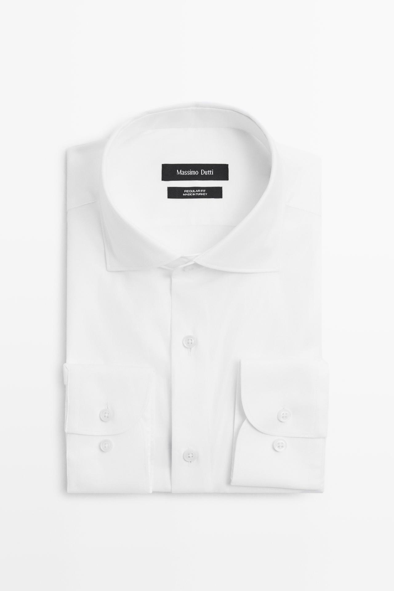100% cotton regular fit shirt — WHITE