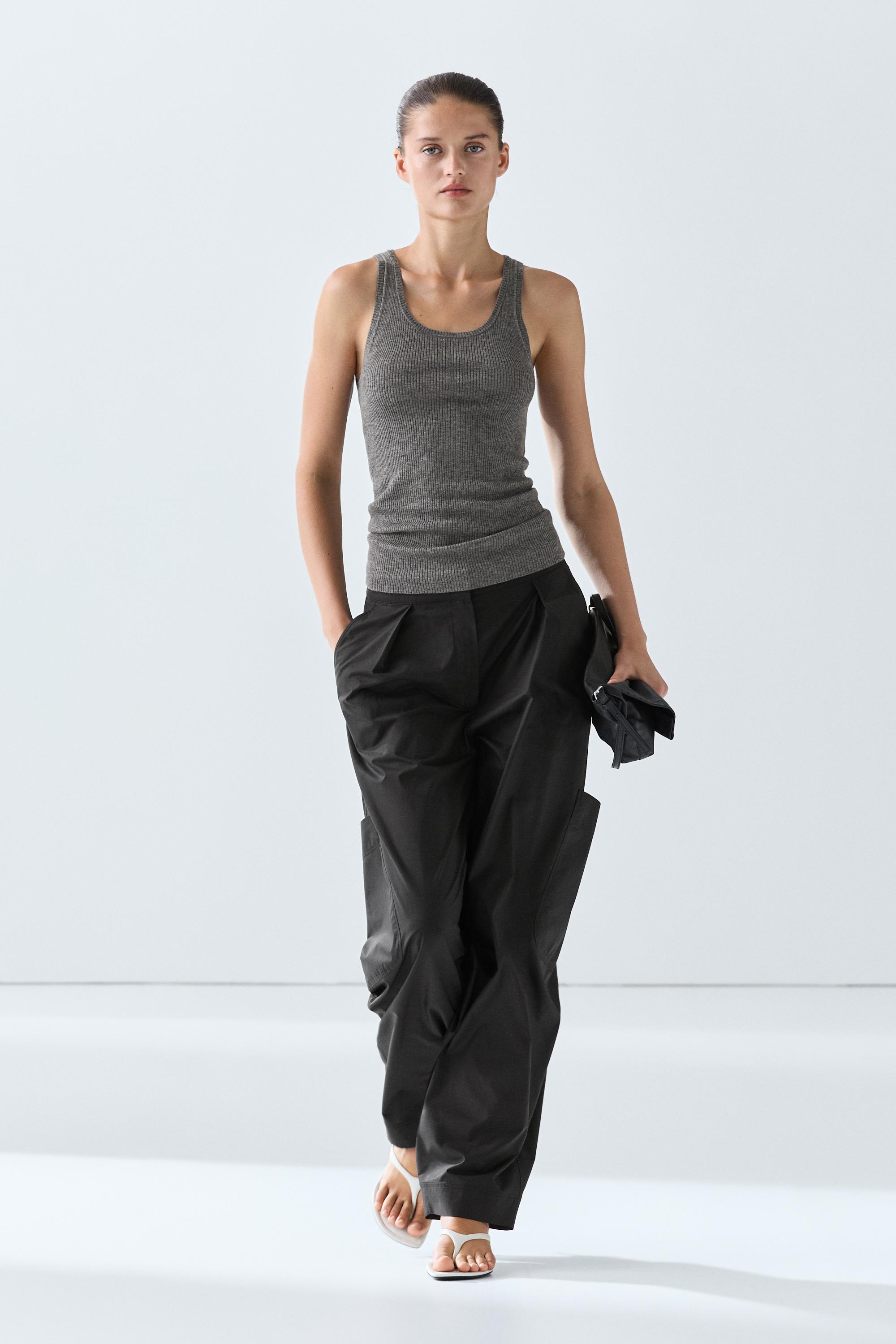 Ribbed knit top — GREY