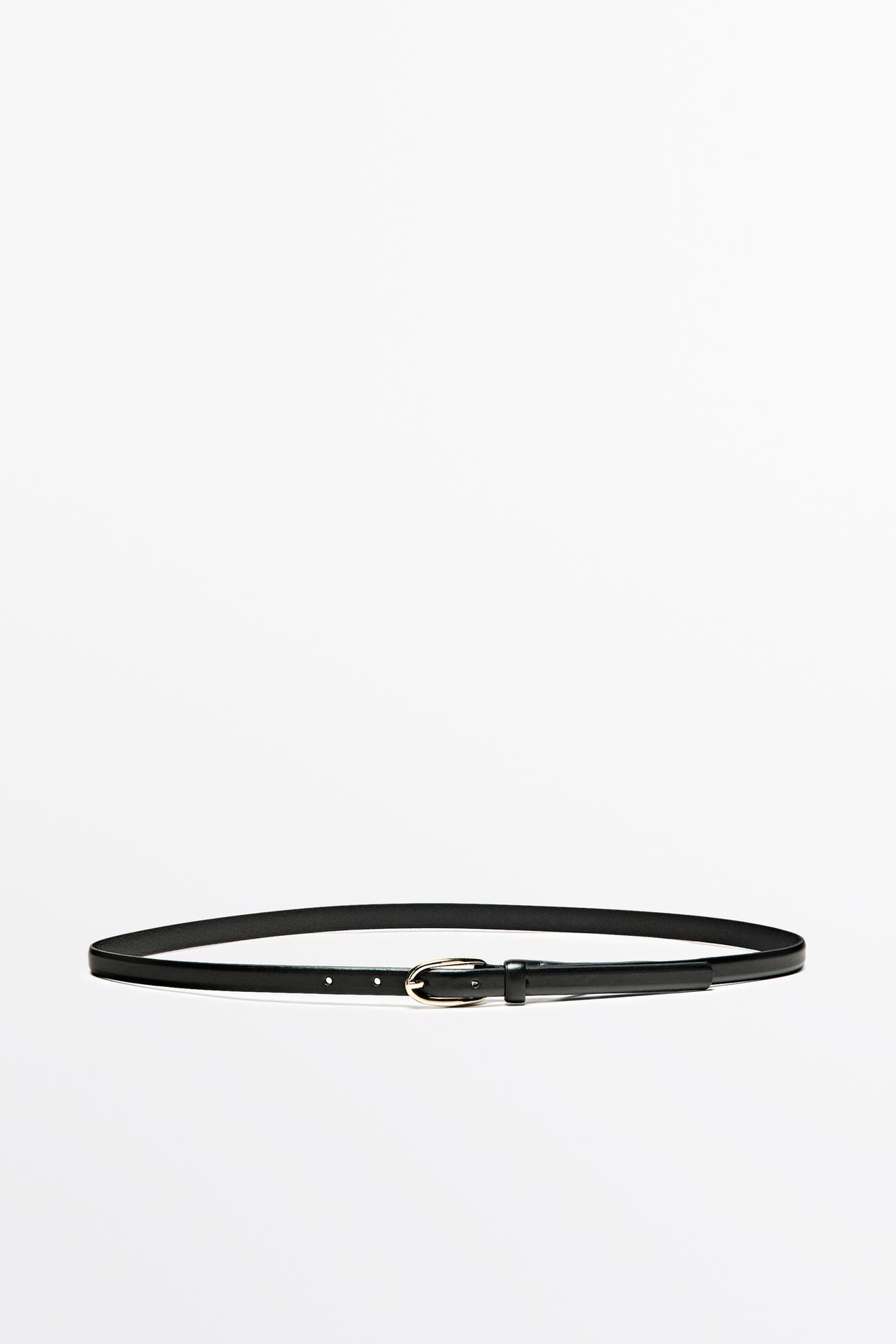 Nappa leather belt with oval buckle — BLACK
