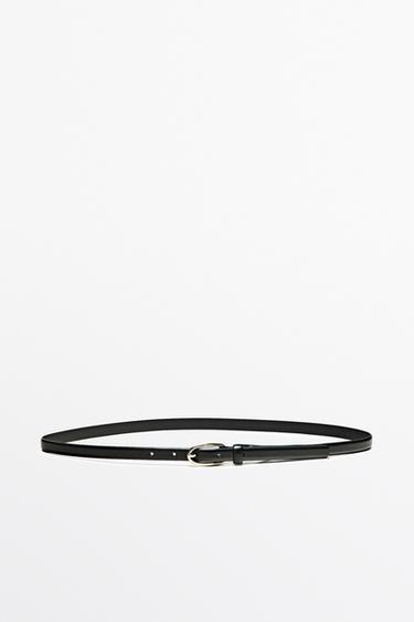 Nappa leather belt with oval buckle — BLACK 1