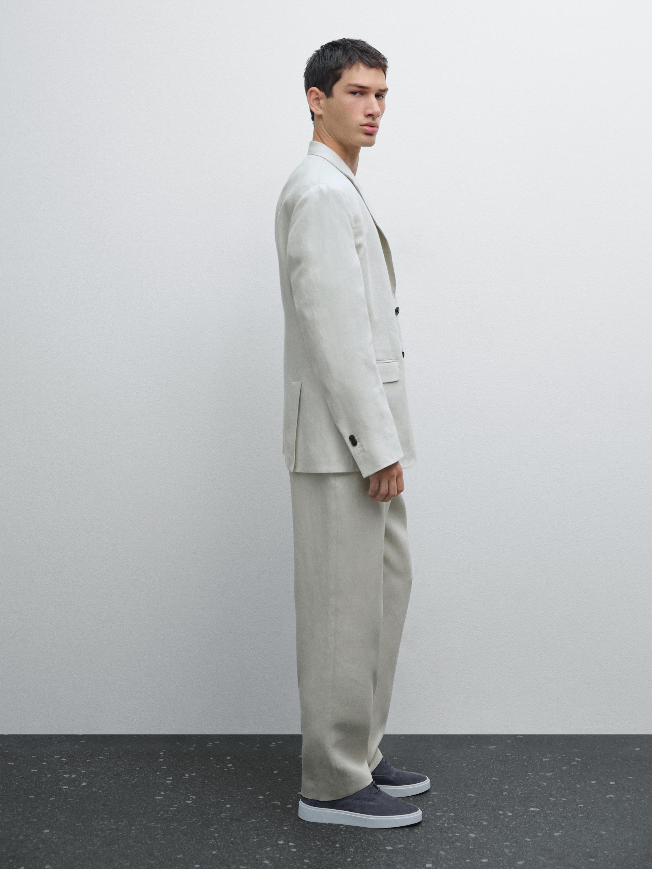 100% linen suit trousers